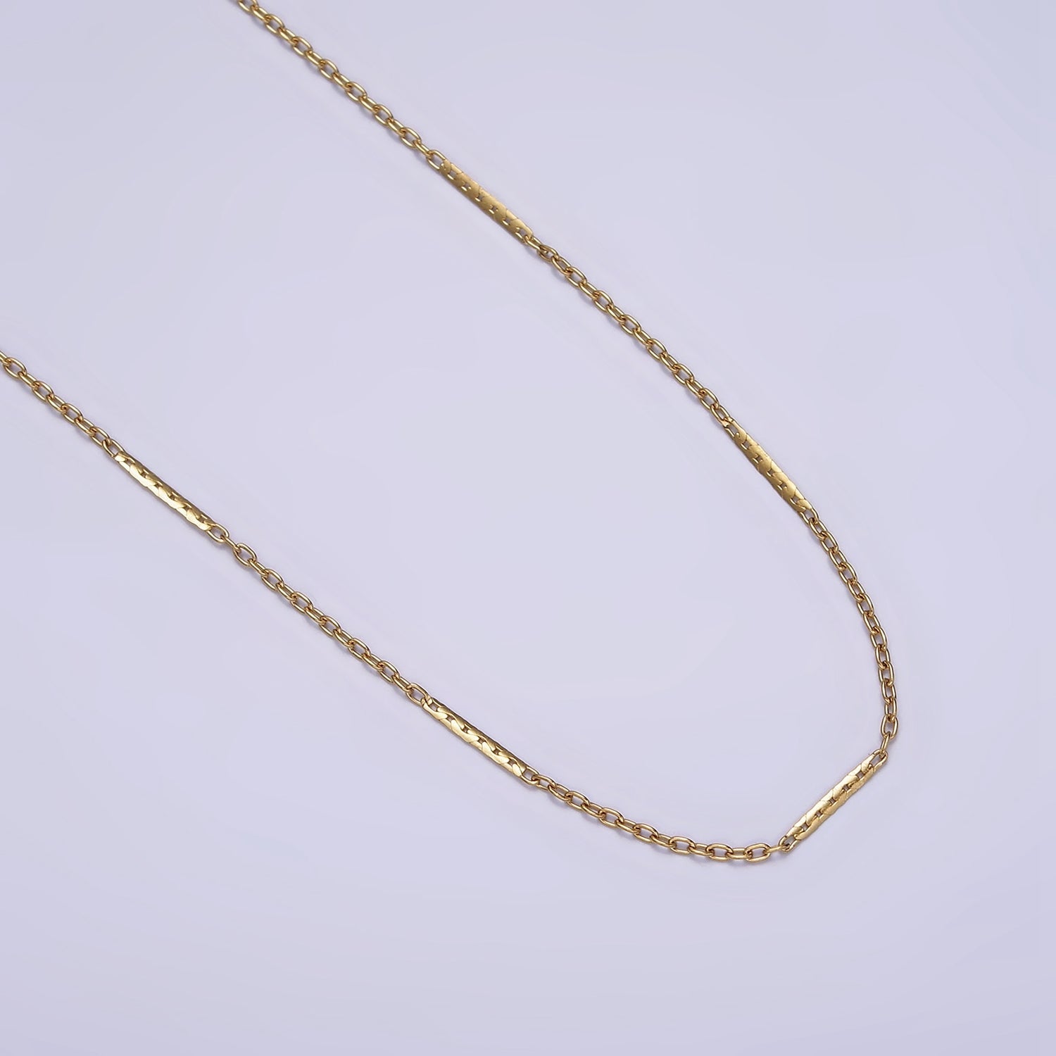 Stainless Steel 1mm Dainty Unique Flat Cable Link 17 Inch Chain Necklace | WA-2041 - DLUXCA