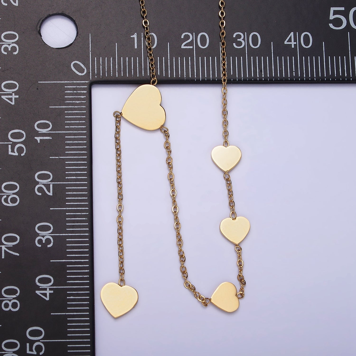 Stainless Steel Triple Heart Lariat Drop 17 Inch Cable Chain Necklace | WA-2079 - DLUXCA
