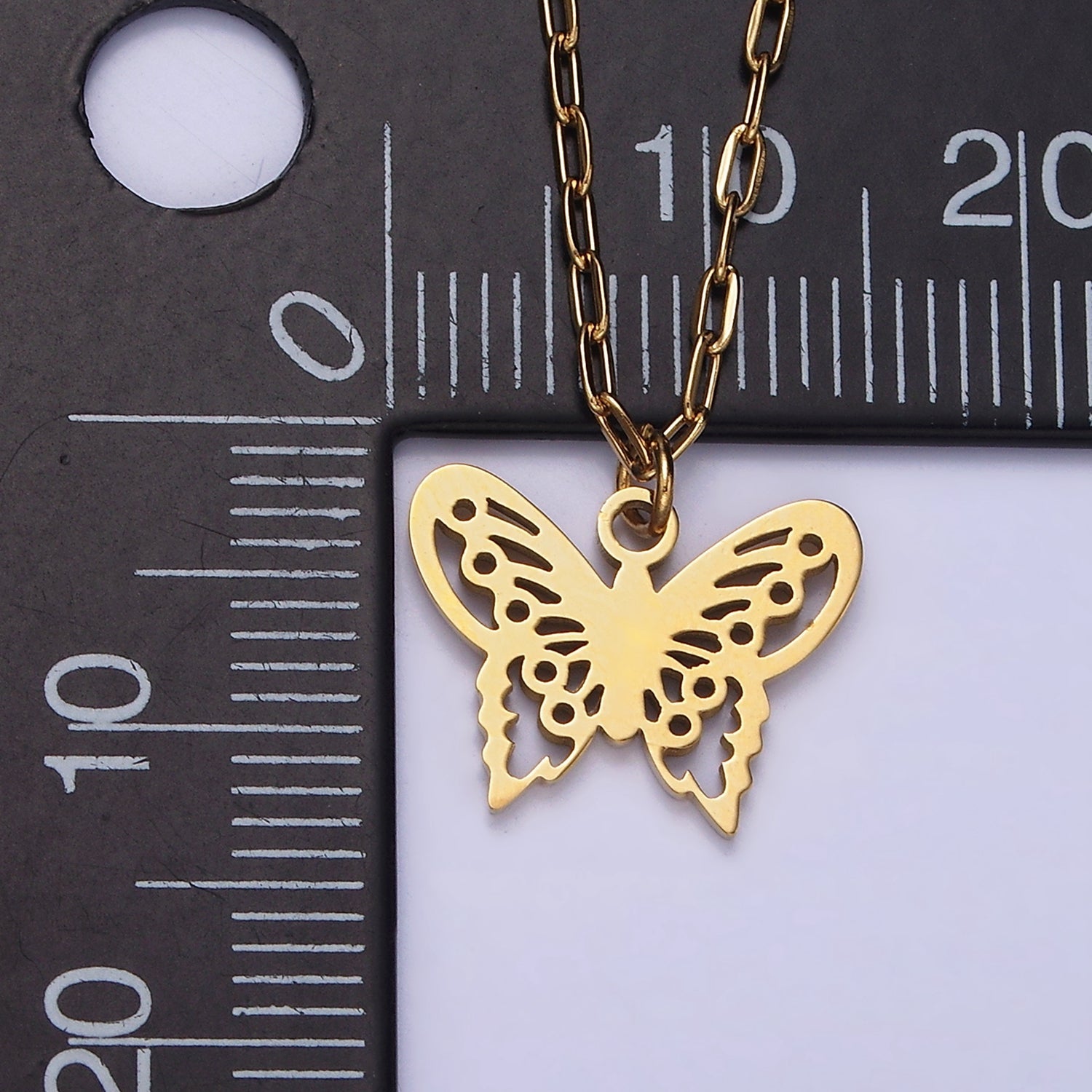 Stainless Steel Butterfly Open Wings Charm 17 Inch Paperclip Chain Necklace | WA-2080 - DLUXCA