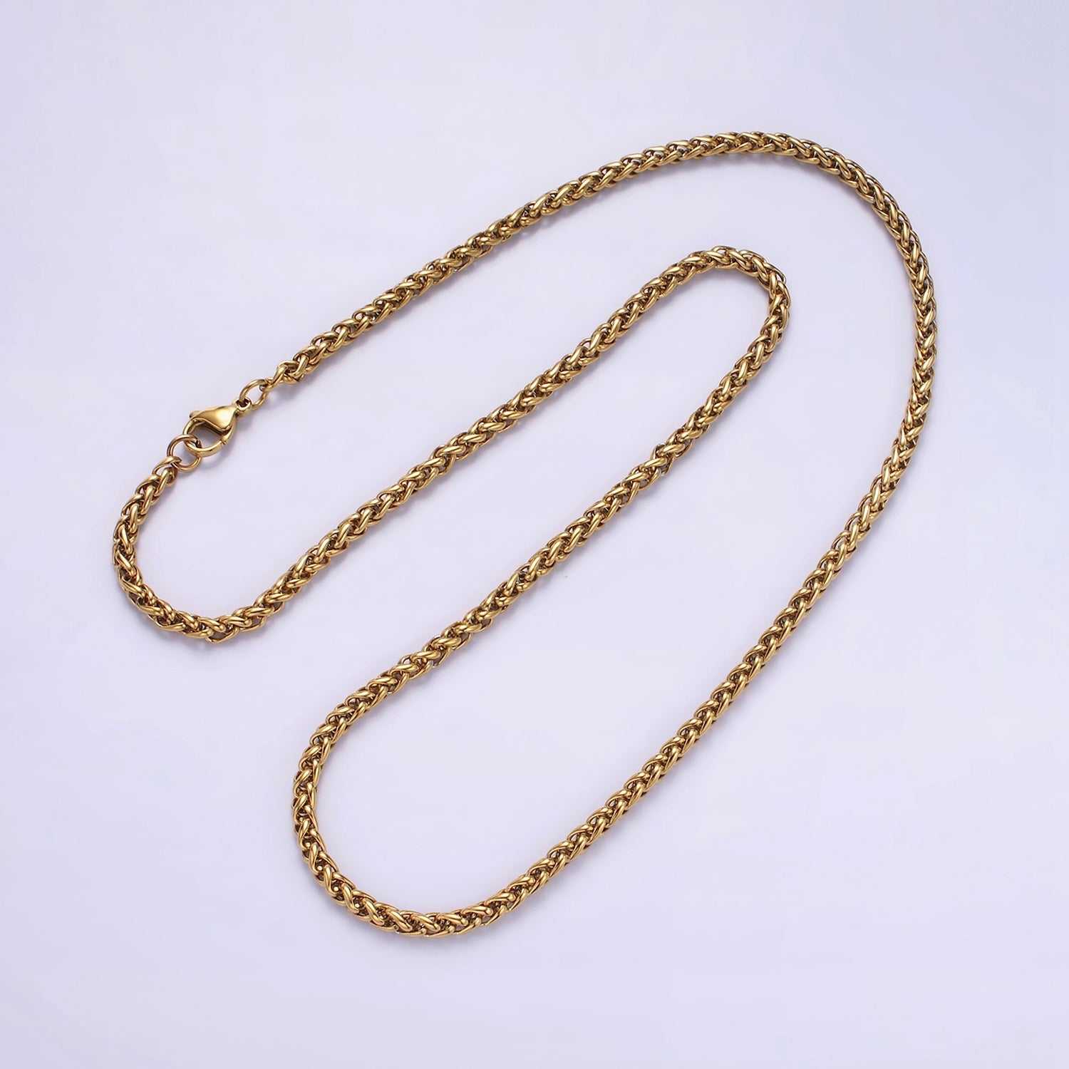 3.7mm Cable Chain Necklaces , 21.6" or 23.6 " Chain , Lobster Clasp in Silver , Gold, Black - Wholesale Stainless Steel Chains WA2090 WA2091 WA2092 WA2136 WA2137 WA2138 - DLUXCA