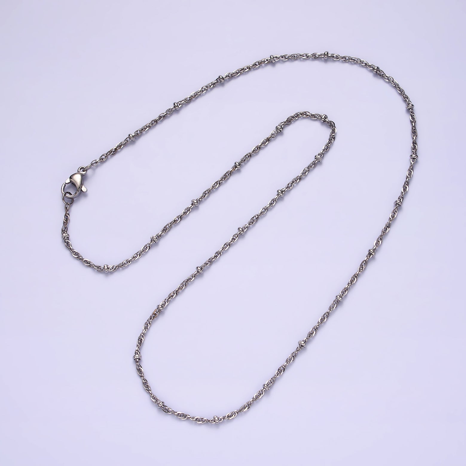 Stainless Steel 2mm Satellite Singapore 18 Inch Layering Chain Necklace | WA-2102 - DLUXCA