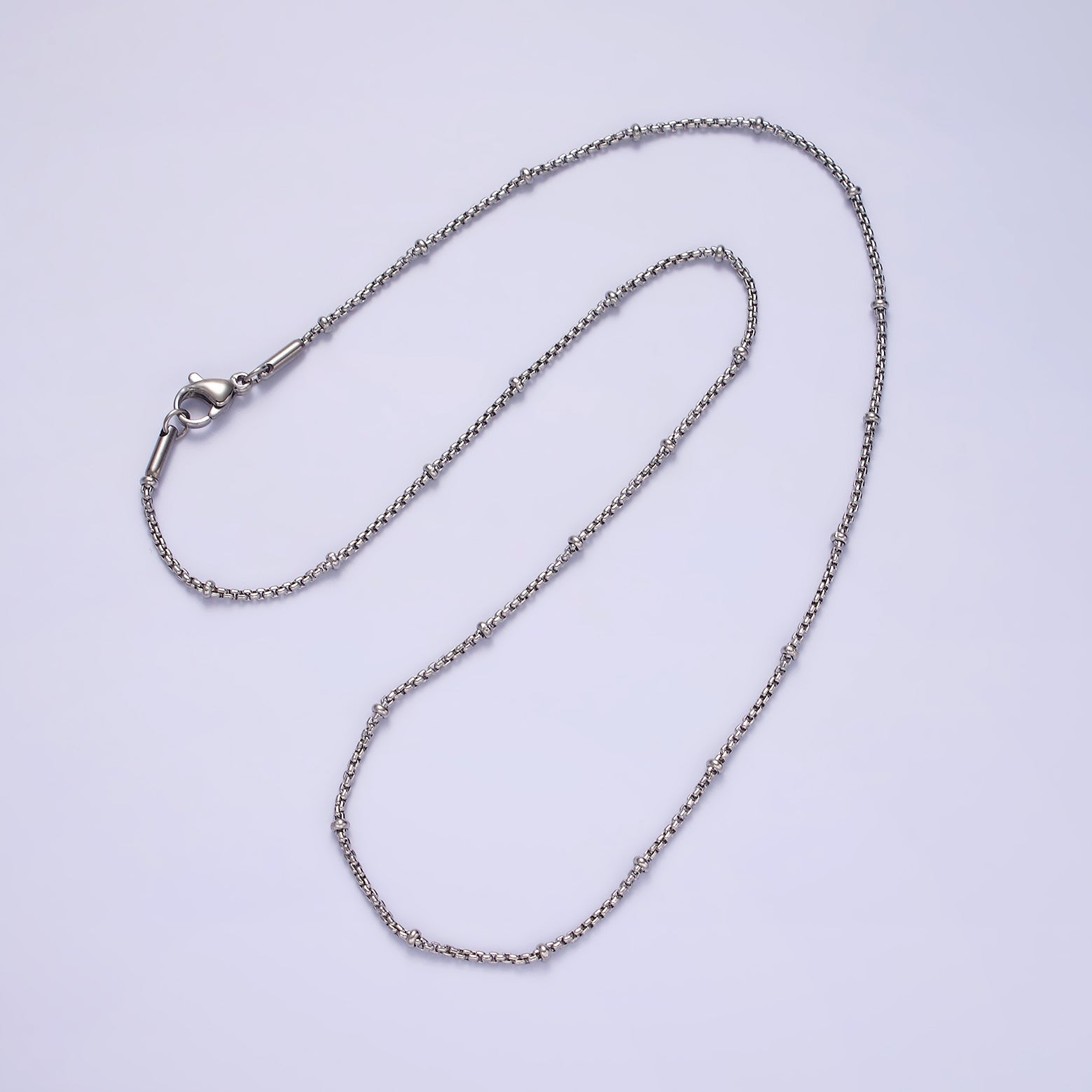 Stainless Steel 2mm Satellite Box 18 Inch Chain Necklace in Gold & Silver | WA-2024 WA-2103 - DLUXCA