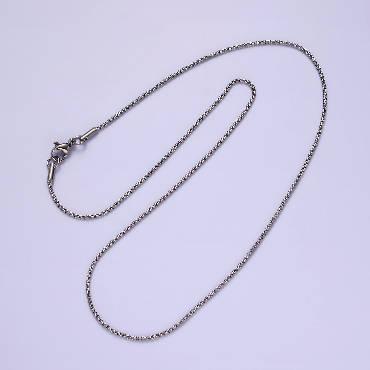 Stainless Steel 1.3mm Dainty Box 18 Inch Layering Chain Necklace | WA-2106 - DLUXCA