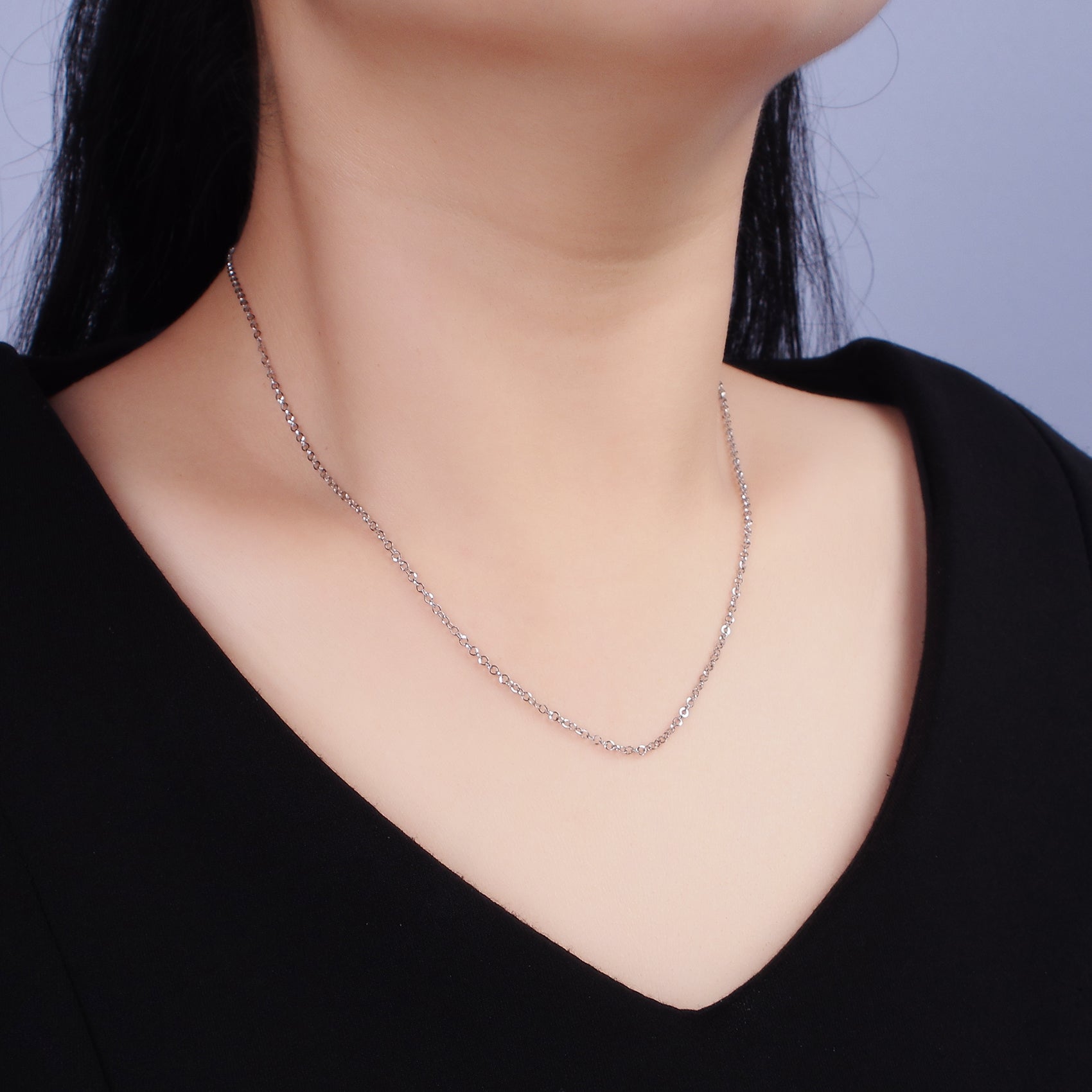 Stainless Steel 1.5mm Rolo 18 Inch Minimalist Layering Chain Necklace | WA-2109 - DLUXCA