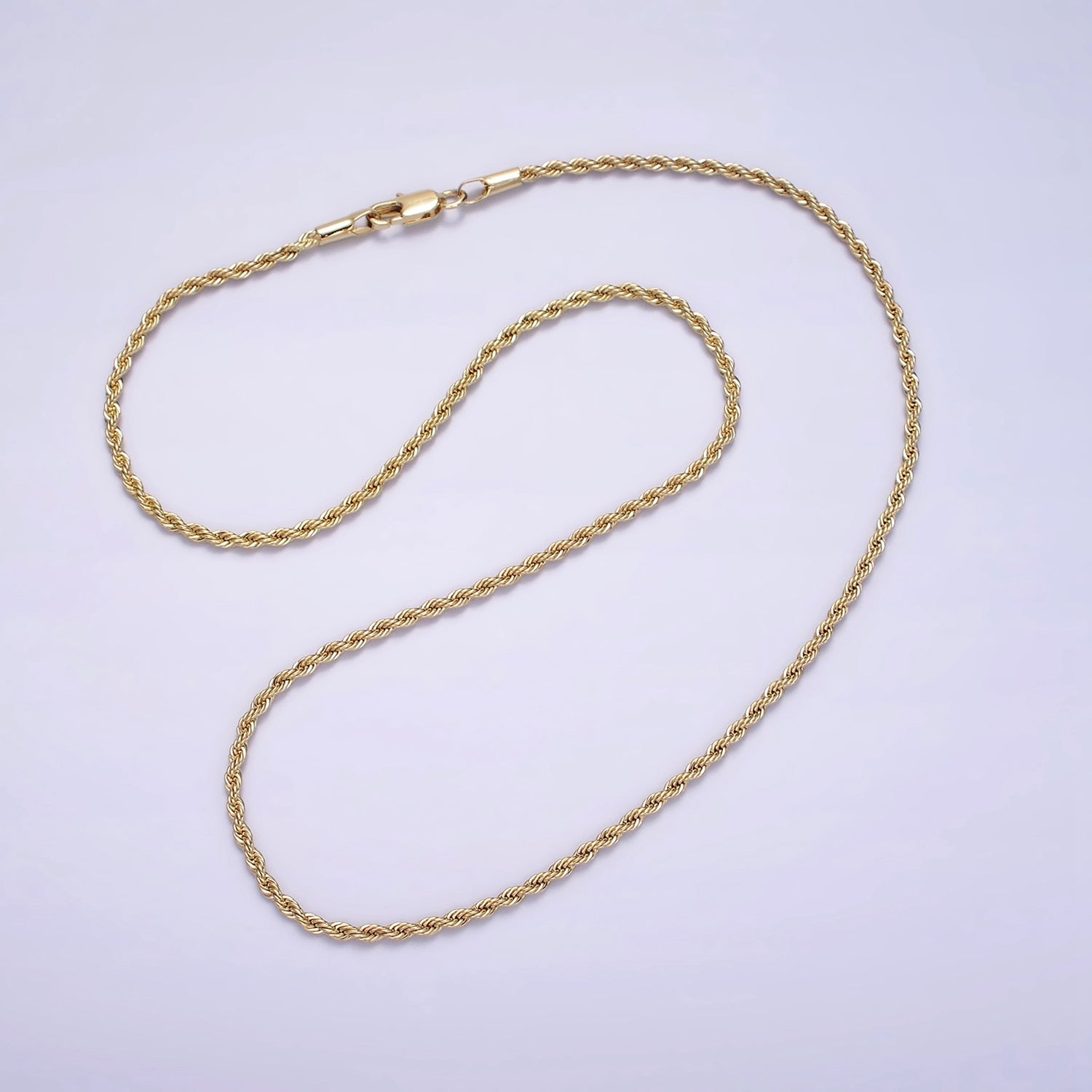 14K Gold Filled 1.8mm Rope 16 Inch, 18 Inch Choker Layering Chain Necklace | WA-2115 WA2116 - DLUXCA