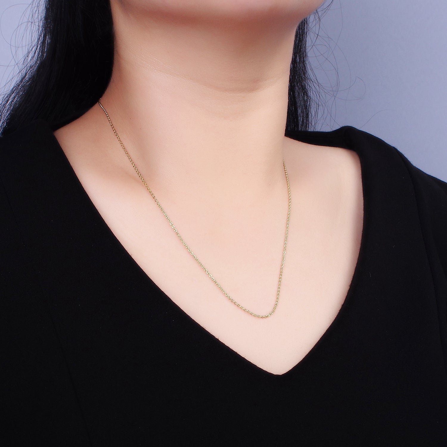 14K Gold Filled 1.2mm Dainty Cable Chain 18 Inch, 16 Inch, 20 Inch Layering Chain Necklace | WA-2117 ~ WA-2119 - DLUXCA