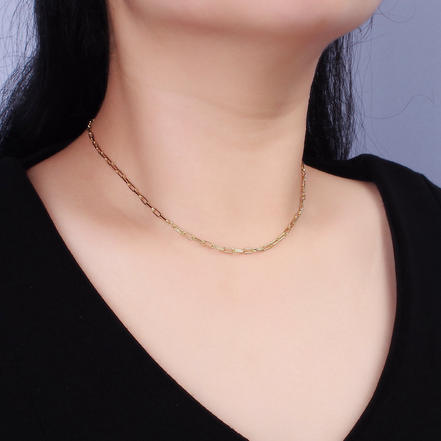 14K Gold Filled 2.3mm Paperclip 16 Inch, 18 Inch, 20 Inch Layering Chain Necklace | WA-2120 ~ WA-2123 - DLUXCA