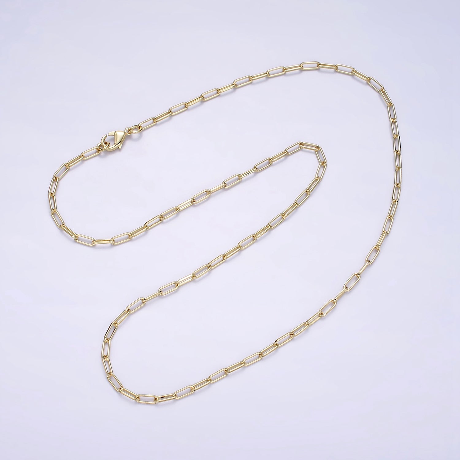 14K Gold Filled 2.3mm Paperclip 16 Inch, 18 Inch, 20 Inch Layering Chain Necklace | WA-2120 ~ WA-2123 - DLUXCA