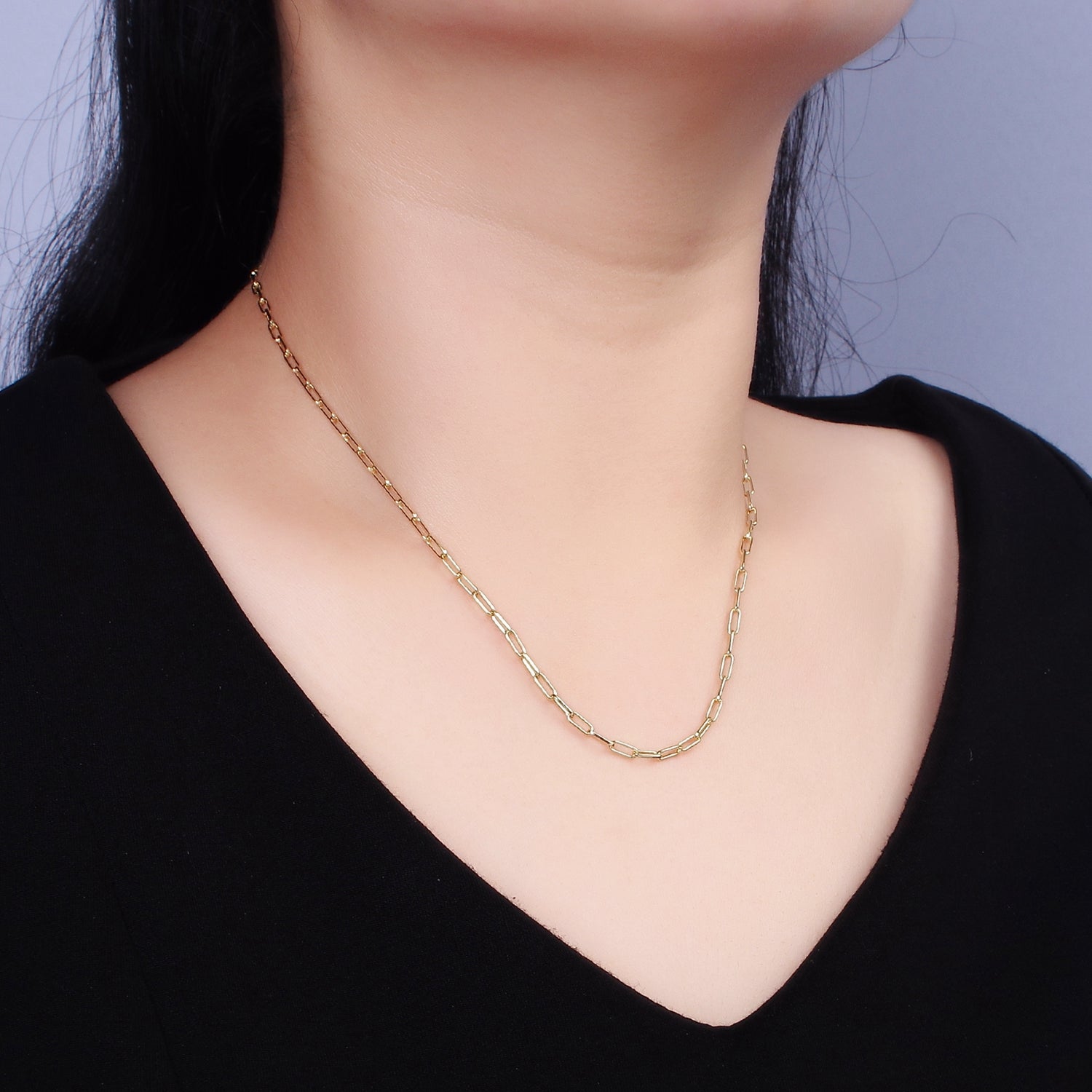 14K Gold Filled 2.3mm Paperclip 16 Inch, 18 Inch, 20 Inch Layering Chain Necklace | WA-2120 ~ WA-2123 - DLUXCA