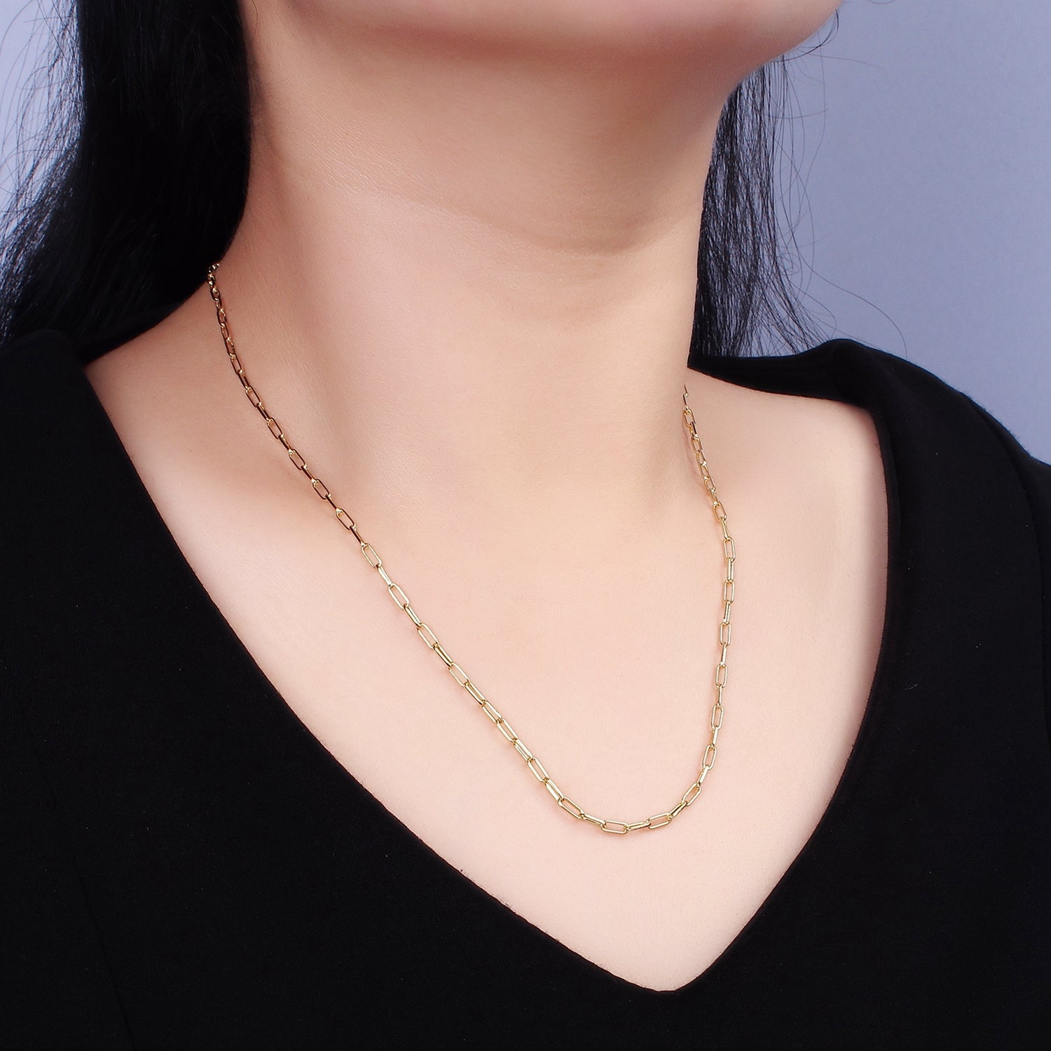 14K Gold Filled 2.3mm Paperclip 16 Inch, 18 Inch, 20 Inch Layering Chain Necklace | WA-2120 ~ WA-2123 - DLUXCA