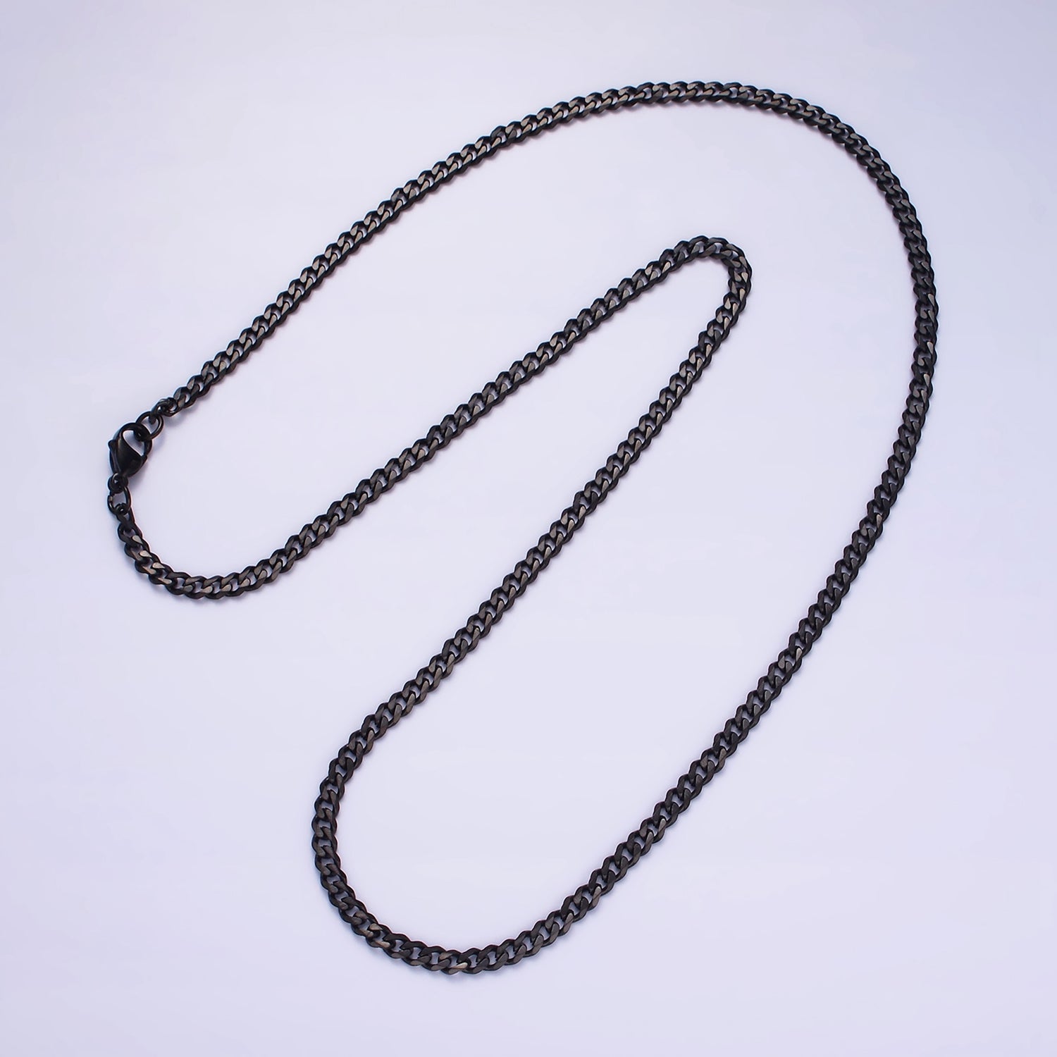 Stainless Steel 3.4 mm Curb Chain | Silver Curb Necklace | Steel Curb Chain | Men's Necklace | Men's Stainless Steel Chain | Tarnish Resistant WA2147 WA2148 WA2149 WA2150 - DLUXCA