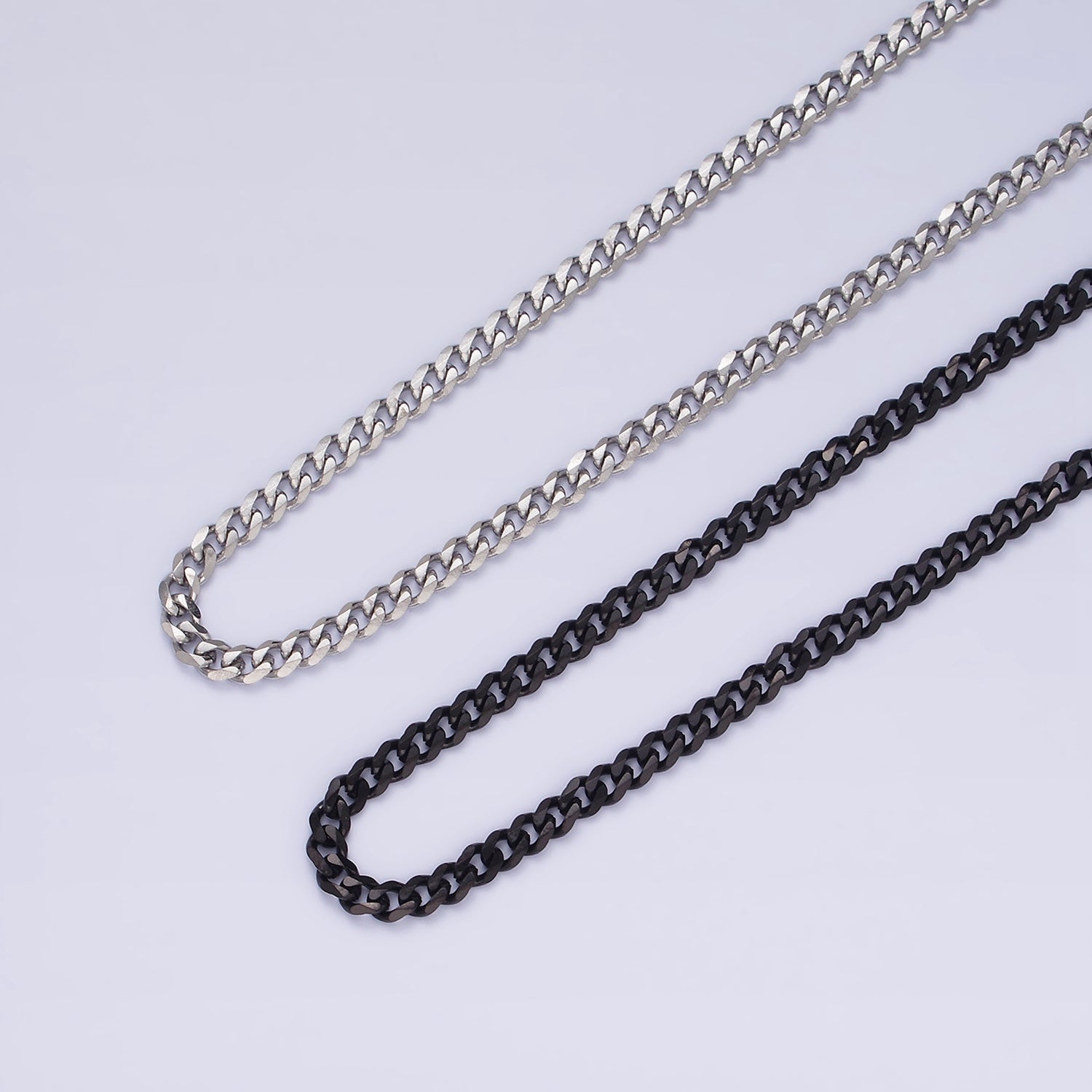 Stainless Steel 3.4 mm Curb Chain | Silver Curb Necklace | Steel Curb Chain | Men's Necklace | Men's Stainless Steel Chain | Tarnish Resistant WA2147 WA2148 WA2149 WA2150 - DLUXCA