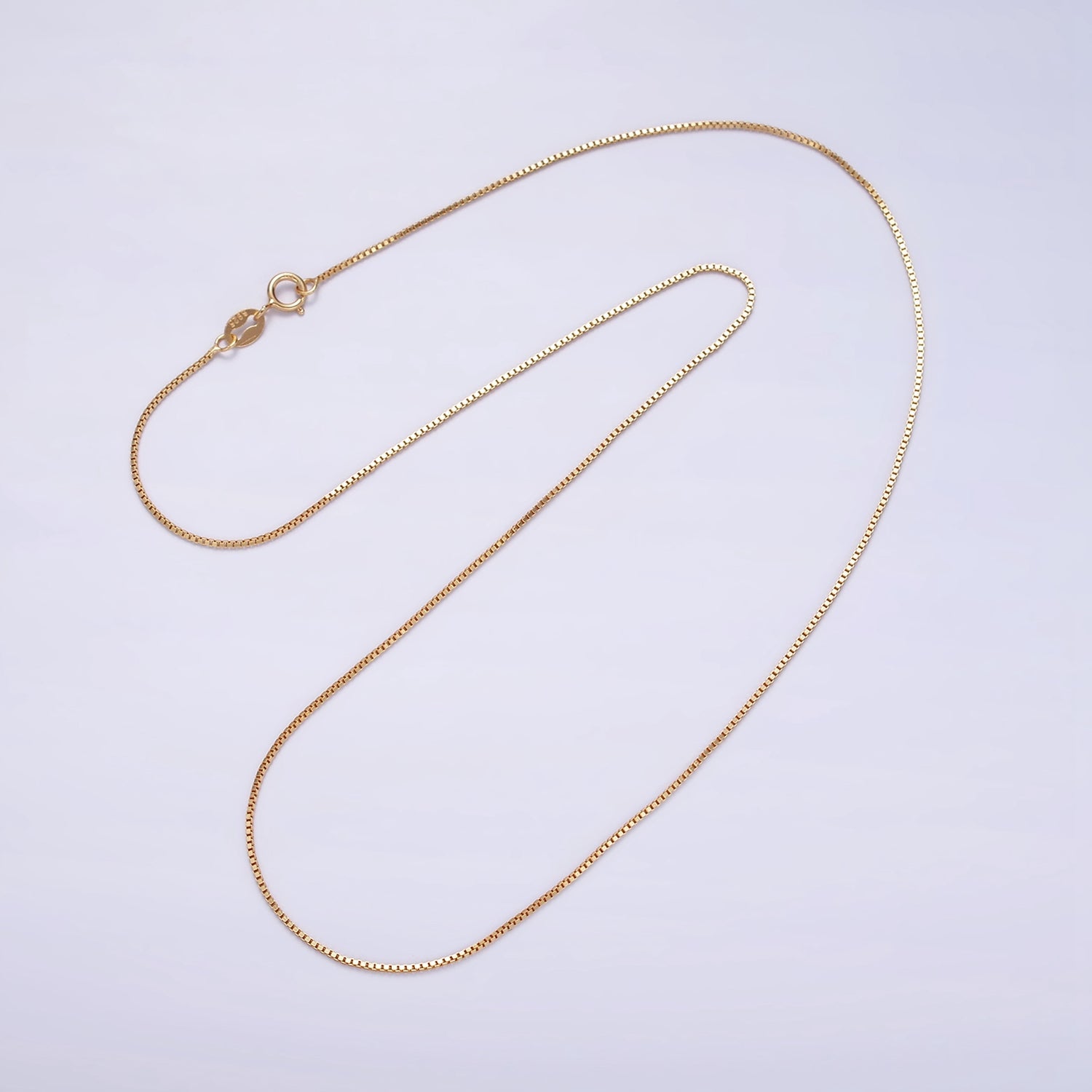 24K Gold Vermeil Style Necklace Chain, 925 Sterling Silver BOX Necklace Chain w/ Heavy Gold Plated WA-2153 WA-2154 - DLUXCA