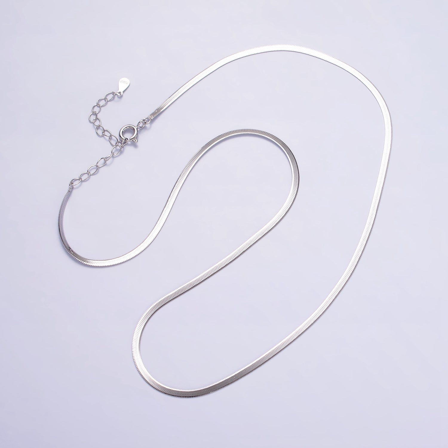 S925 Sterling Silver 2mm Herringbone 16 Inch, 17 Inch Layering Chain Necklace in Gold & Silver | WA-2156 ~ WA-2159 - DLUXCA