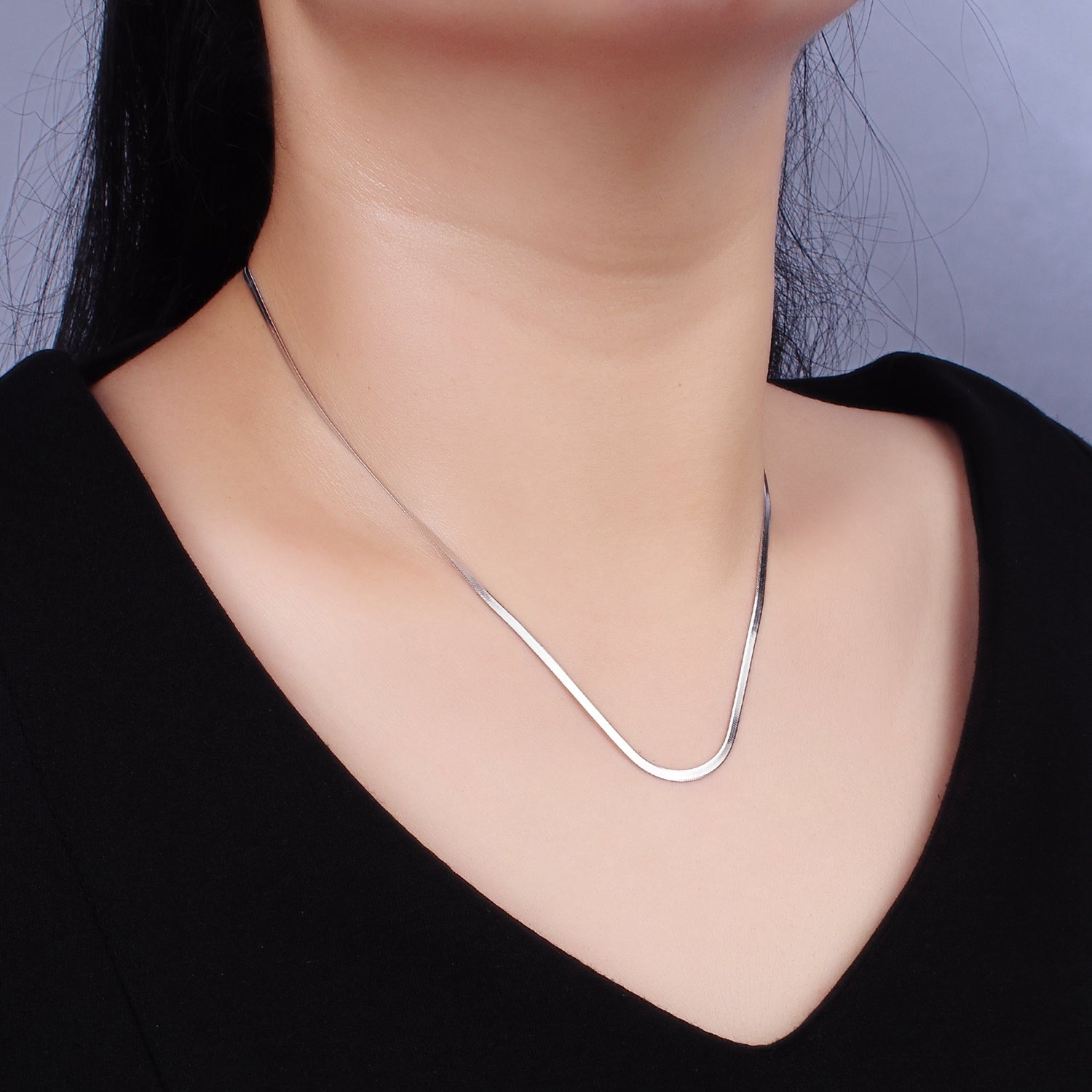 S925 Sterling Silver 2mm Herringbone 16 Inch, 17 Inch Layering Chain Necklace in Gold & Silver | WA-2156 ~ WA-2159 - DLUXCA