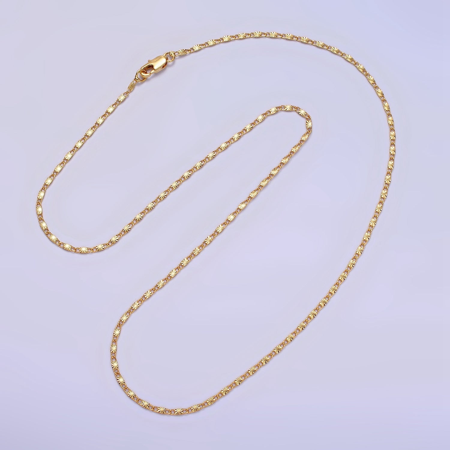 14K Gold Filled 1.5mm Sunburst Unique Link 20 Inch Layering Chain Necklace | WA-2208 - DLUXCA