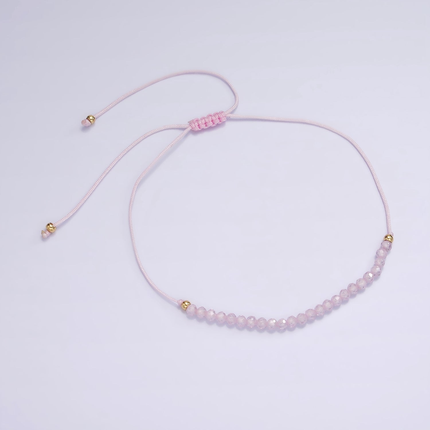 Pink Friendship Bracelet Rope Cord Adjustable Bracelet For Women with Gold Beads WA2212 WA2213 WA2214 - DLUXCA