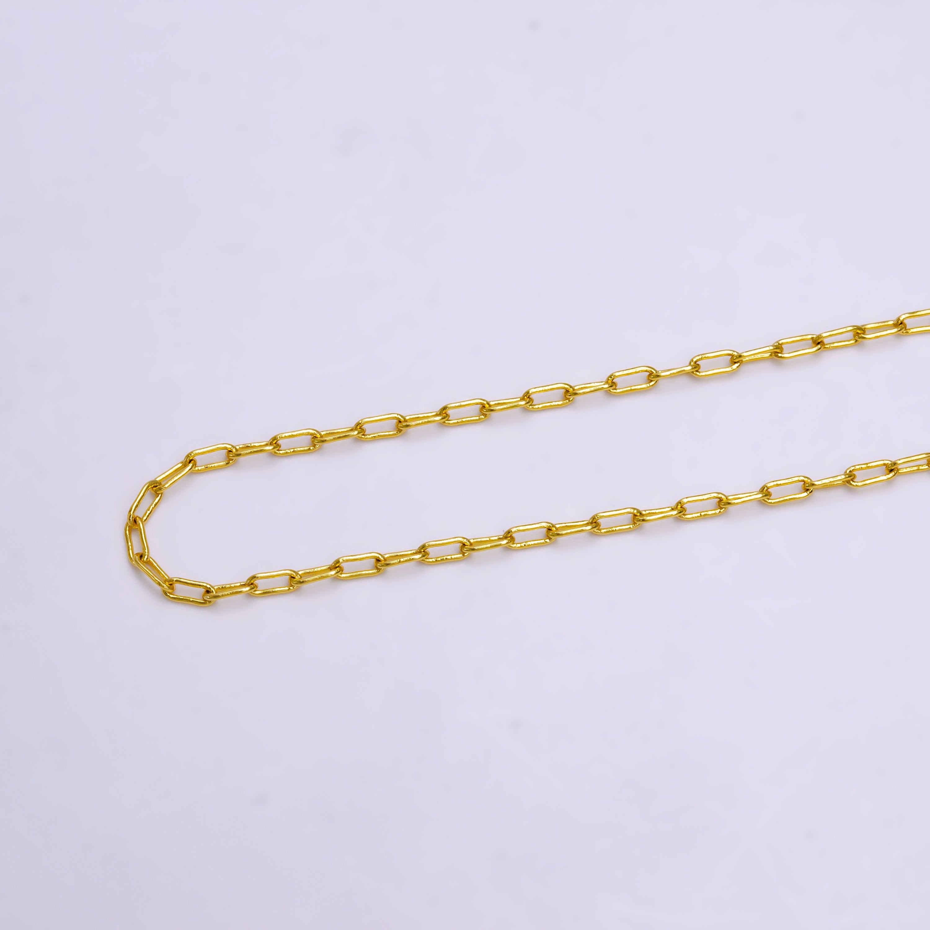 24K Gold Filled 2mm Dainty Paperclip 18 Inch, 20 Inch Layering Chain Necklace | WA-2218 - DLUXCA