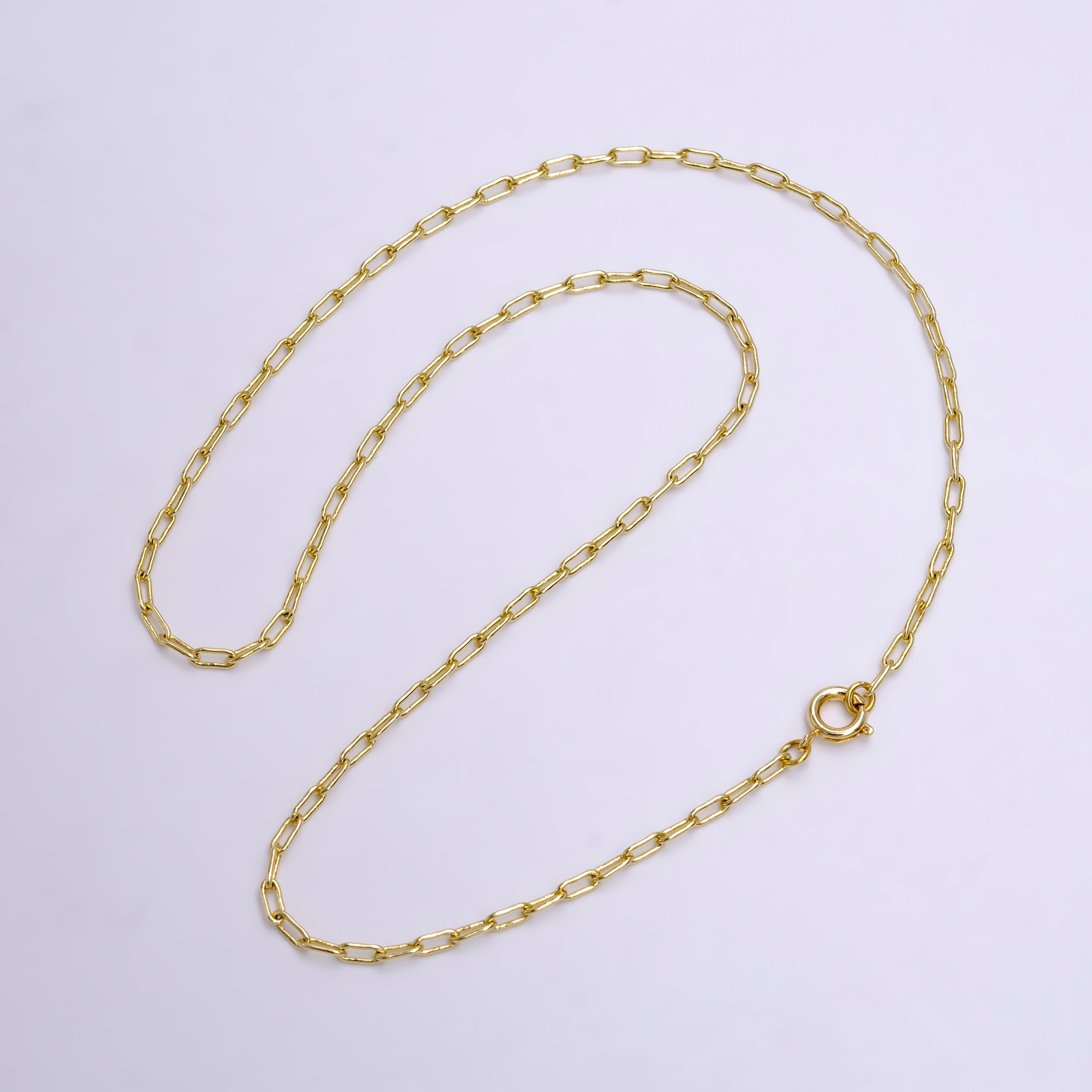 14K Gold Filled 2mm Paperclip 18 Inch, 16 Inch, 20 Inch Paperclip Choker Layering Chain Necklace | WA-2225 ~ WA-2227 - DLUXCA