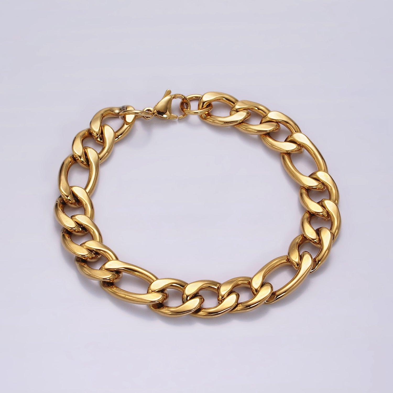 Stainless Steel 11.5mm Concave Flat Curb Chain 8.5 Inch Bracelet | WA-2256 - DLUXCA