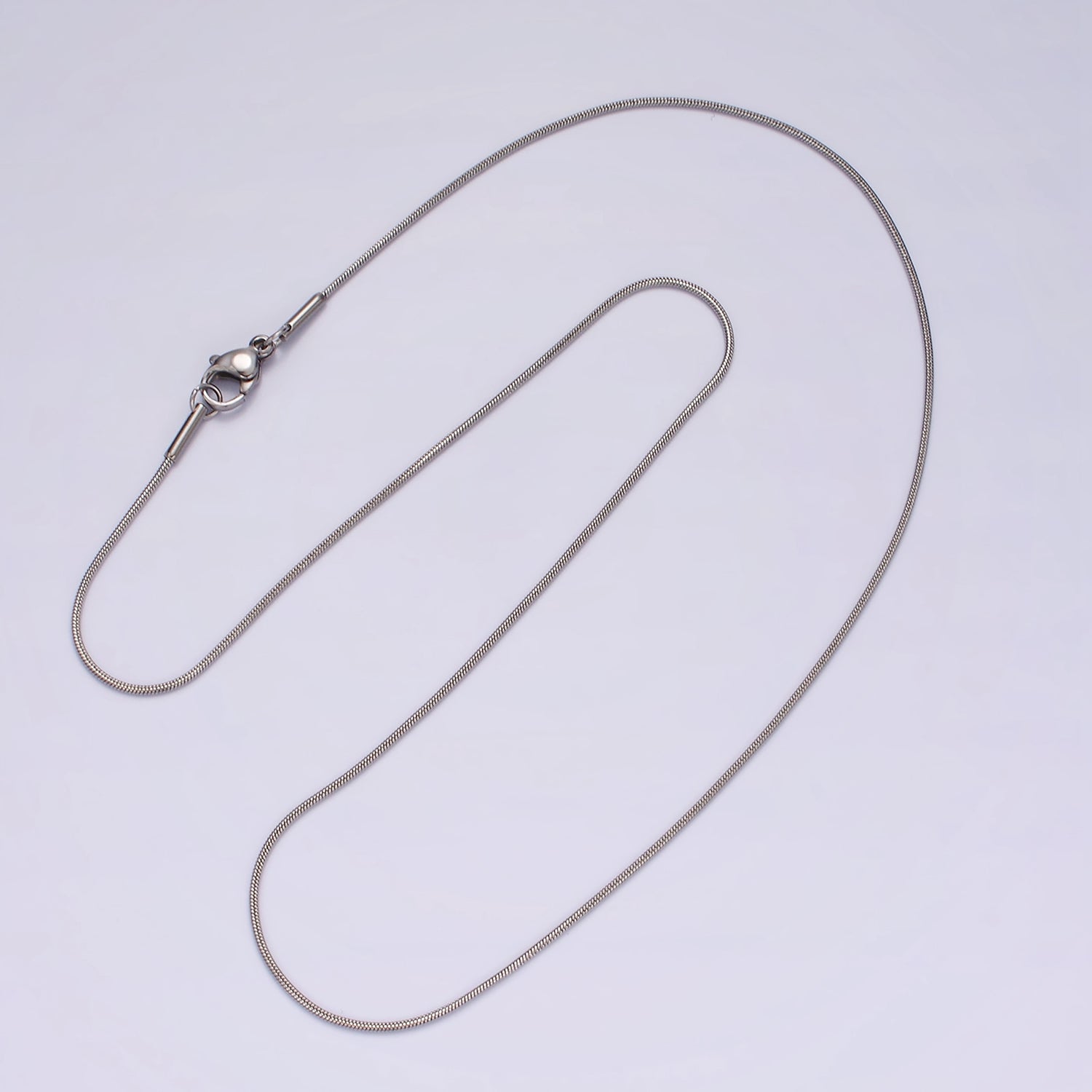 Stainless Steel 1mm Dainty Omega 18 Inch Layering Silver Chain Necklace | WA-2259 - DLUXCA