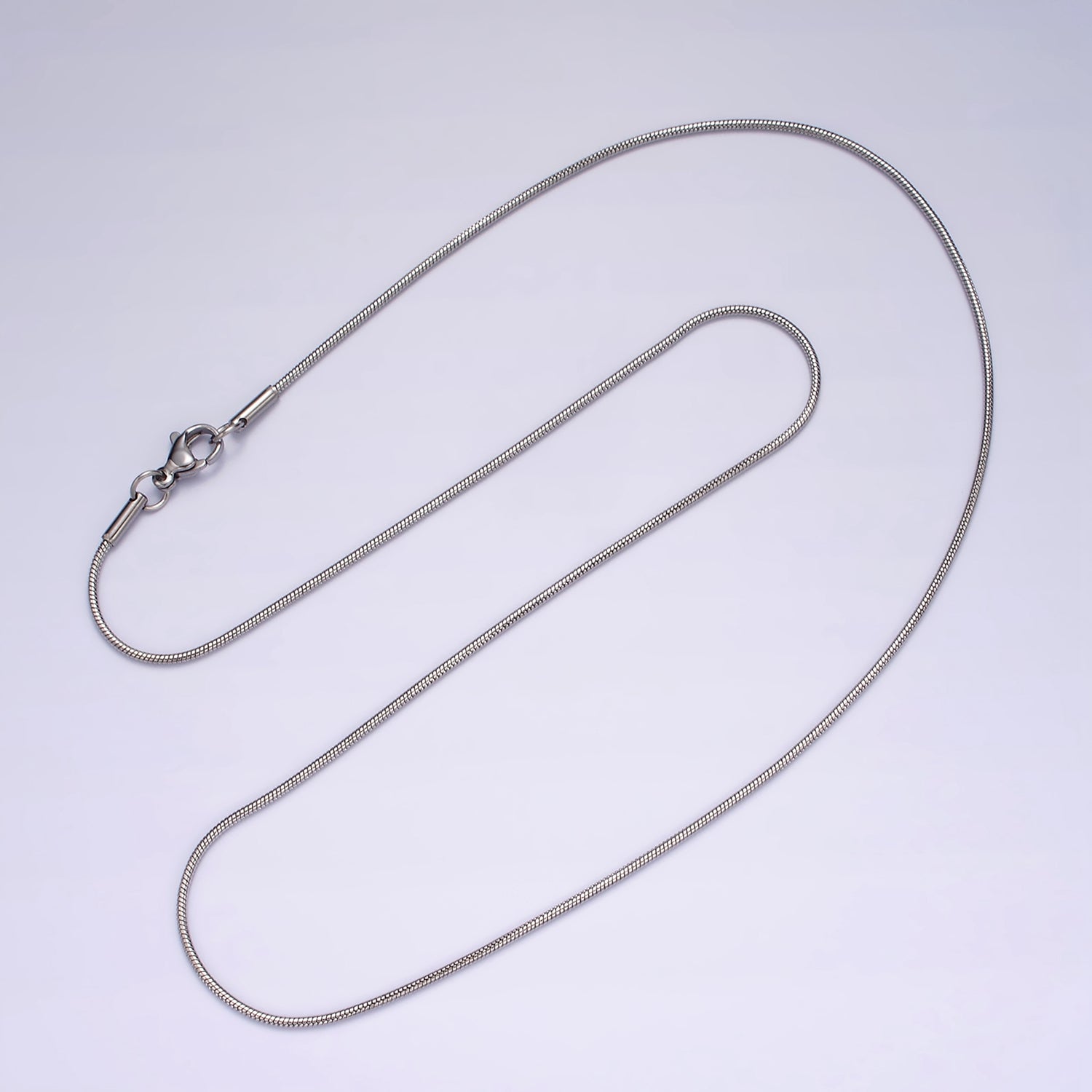 Stainless Steel 1mm Dainty Silver Snake Chain 20 Inch Layering Necklace | WA-2262 - DLUXCA