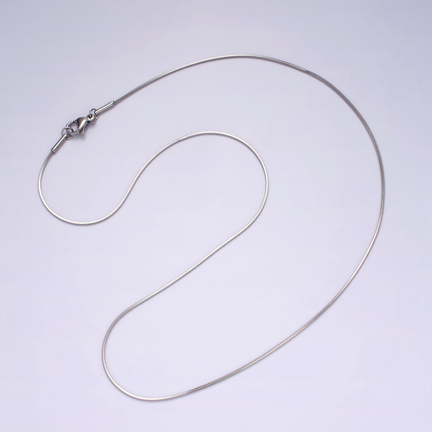 Stainless Steel 1mm Dainty Flat Snake 18 Inch Layering Chain Necklace | WA-2265 - DLUXCA