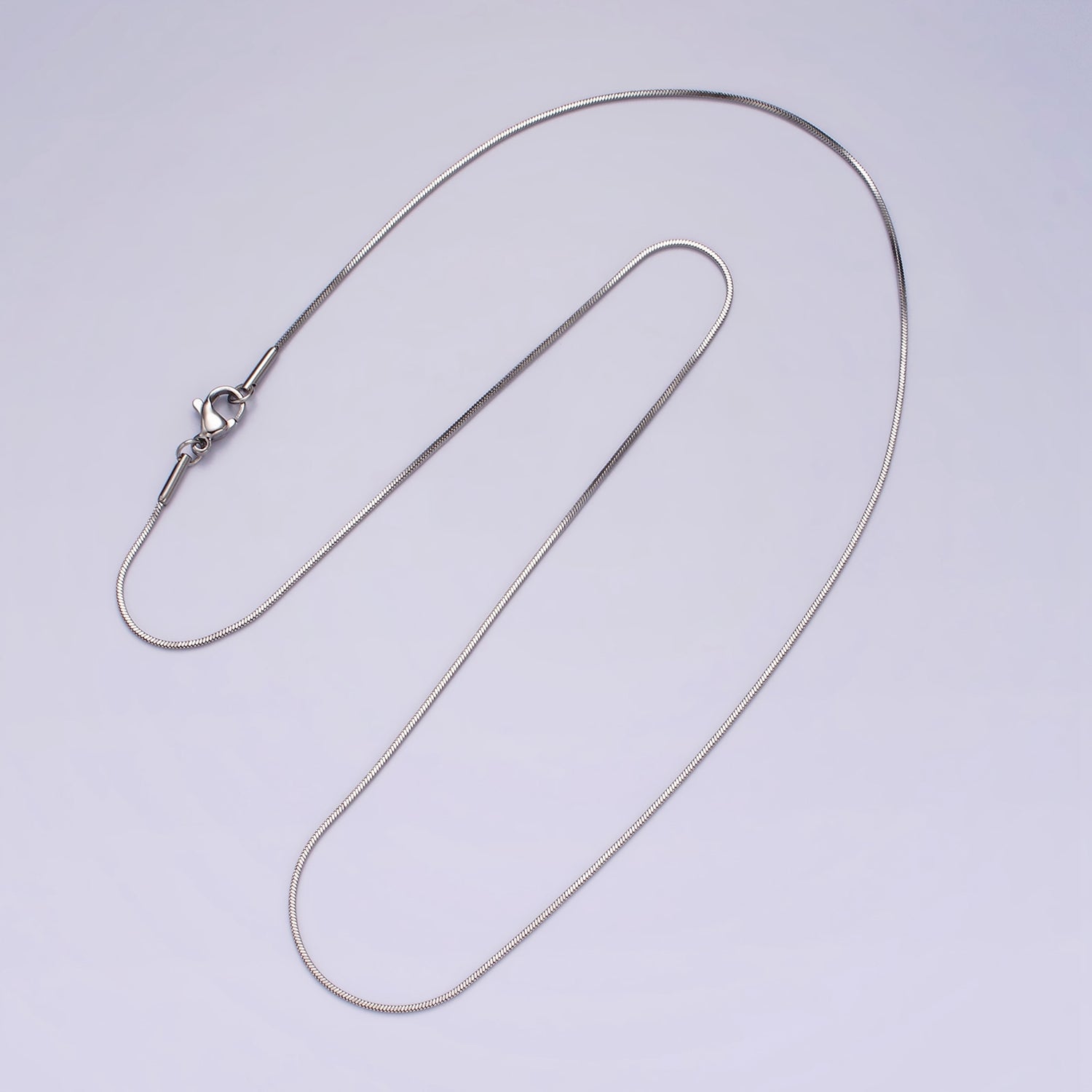 Stainless Steel 1mm Dainty Snake 20 Inch Layering Silver Chain Necklace | WA-2266 - DLUXCA