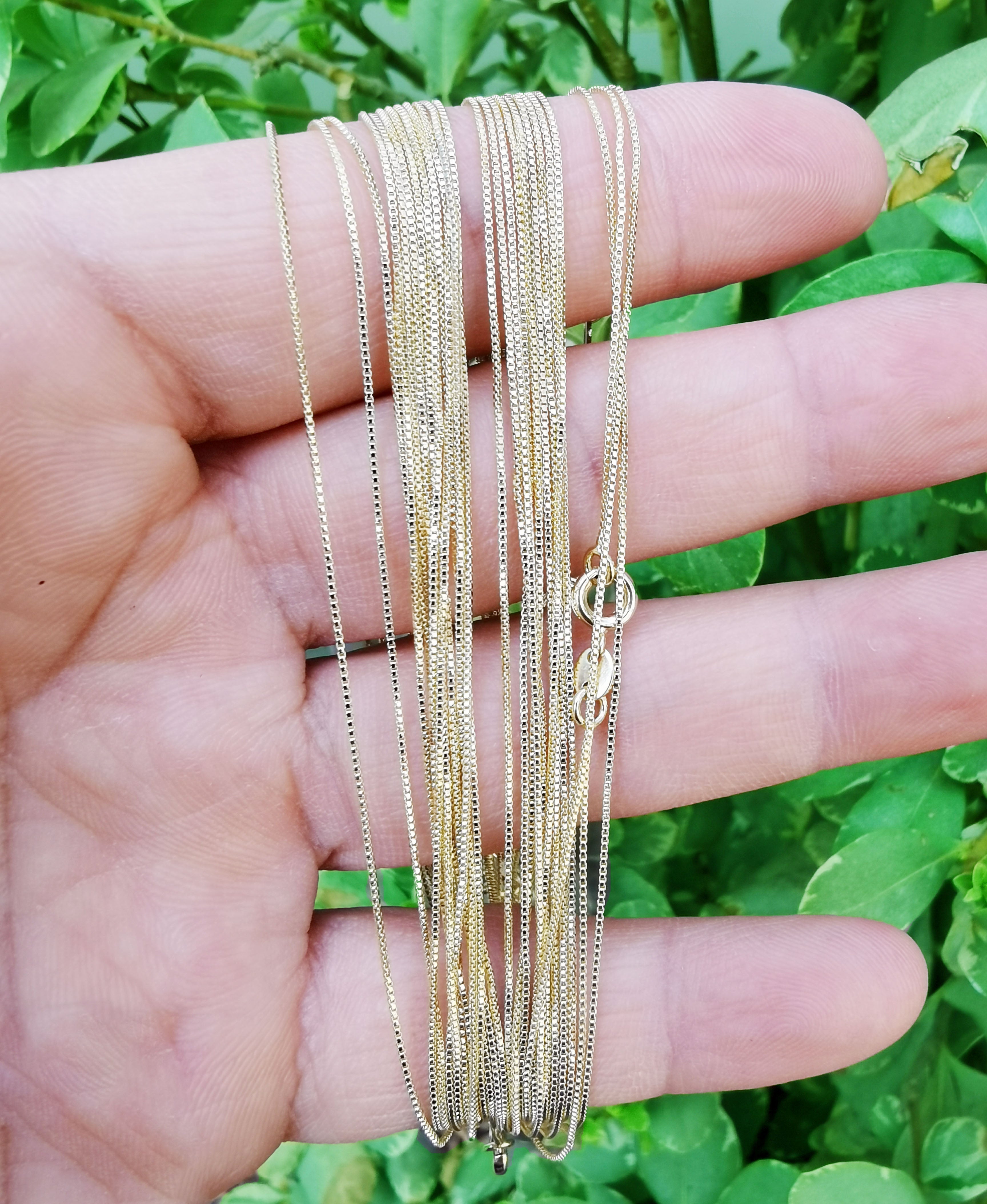 Gold Box Chain 0.5mm BOX Chain - Gold Box chain 17.5 inch Box Chain Necklace Jewelry Making Supply - DLUXCA