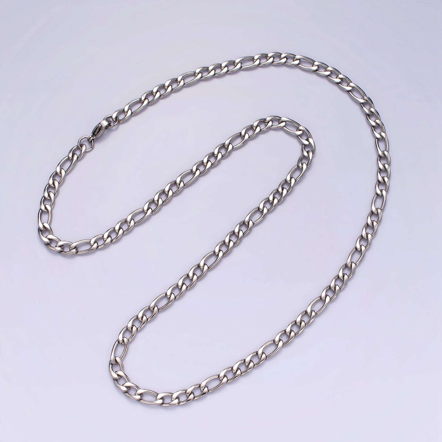 Stainless Steel 5mm Cuban Curb 20 Inch, 22 Inch, 24 Inch Layering Chain Necklace | WA-2271 ~ WA-2273 - DLUXCA