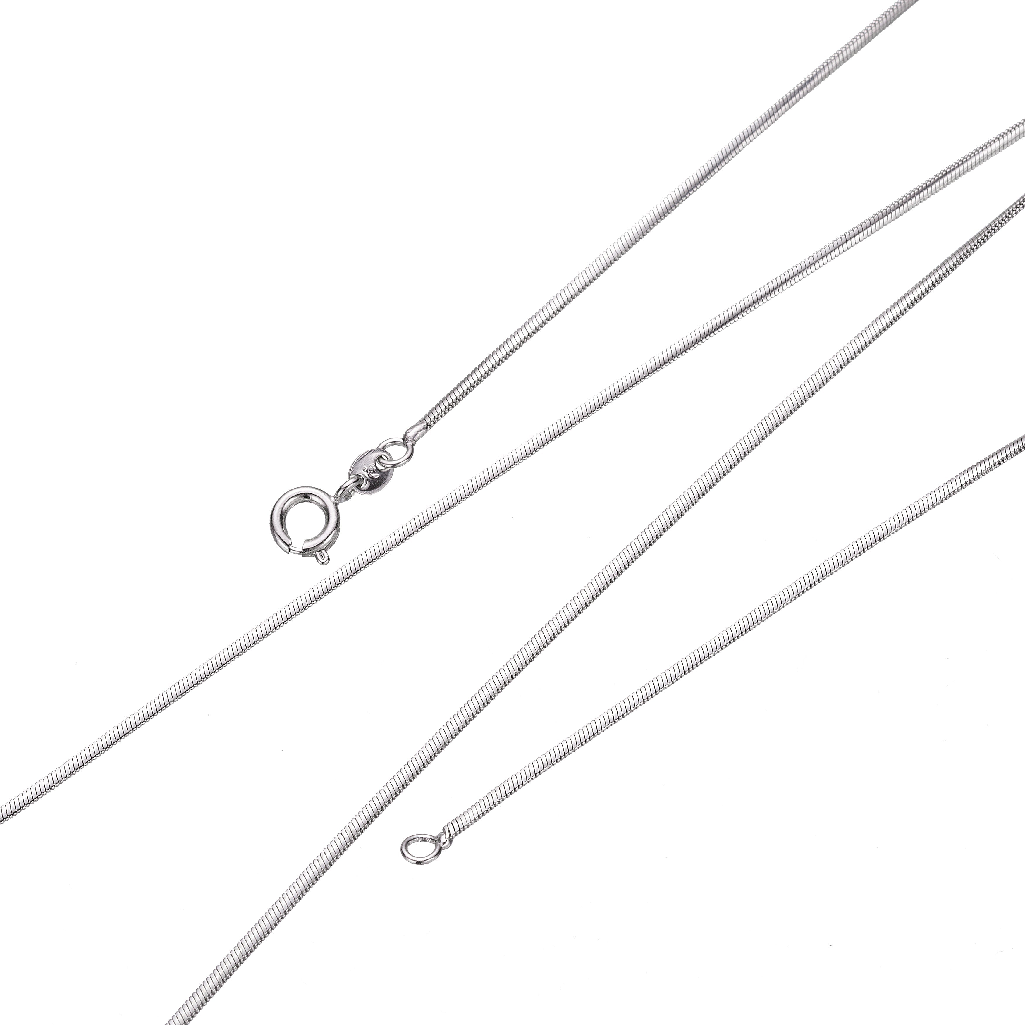 Clearance Pricing BLOWOUT White Gold Filled 1mm Dainty Snake Layering Silver 18 Inch Chain Necklace | WA-229 - DLUXCA