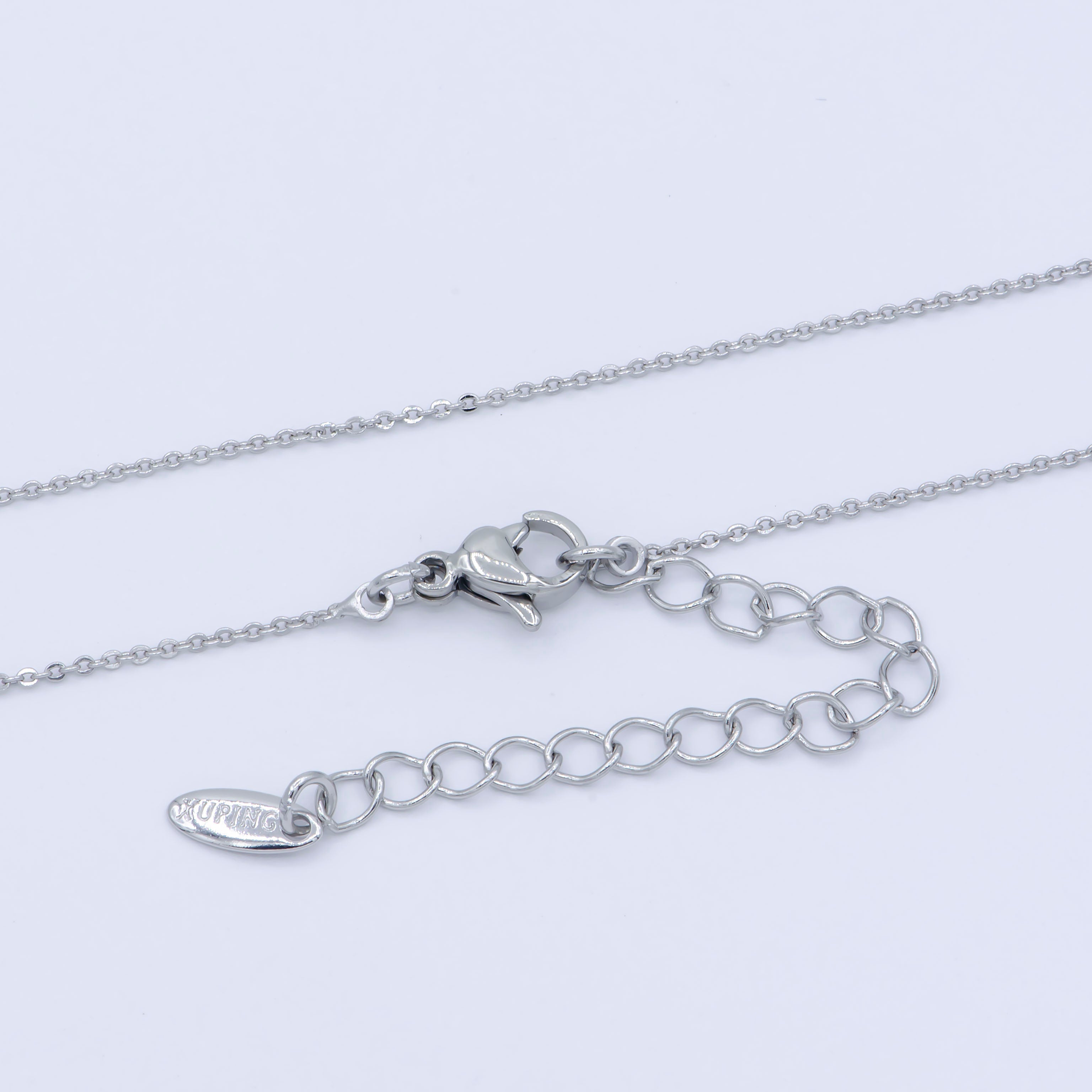 15.5'' Ready to Use Silver / White Gold Cable Link Necklace Chain, Layer Choker Chain, Dainty 1mm Necklace w/Spring Ring For Pendant Charm Chain Necklace  WA239 - DLUXCA