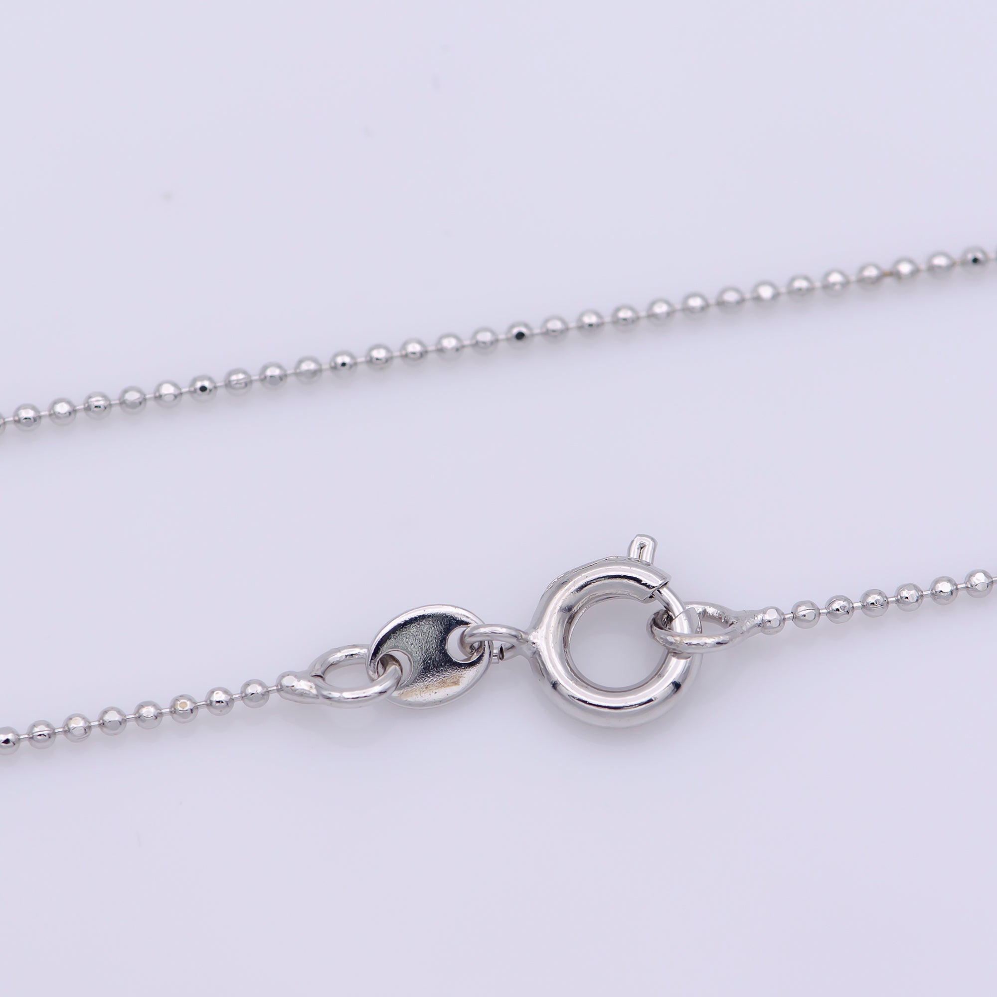 17.5'' Ready to Use Silver / White Gold Beaded Necklace Ball Chain, Layer Dainty 0.8mm Necklace w/Spring Ring For Pendant Charm Chain Necklace  WA241 - DLUXCA