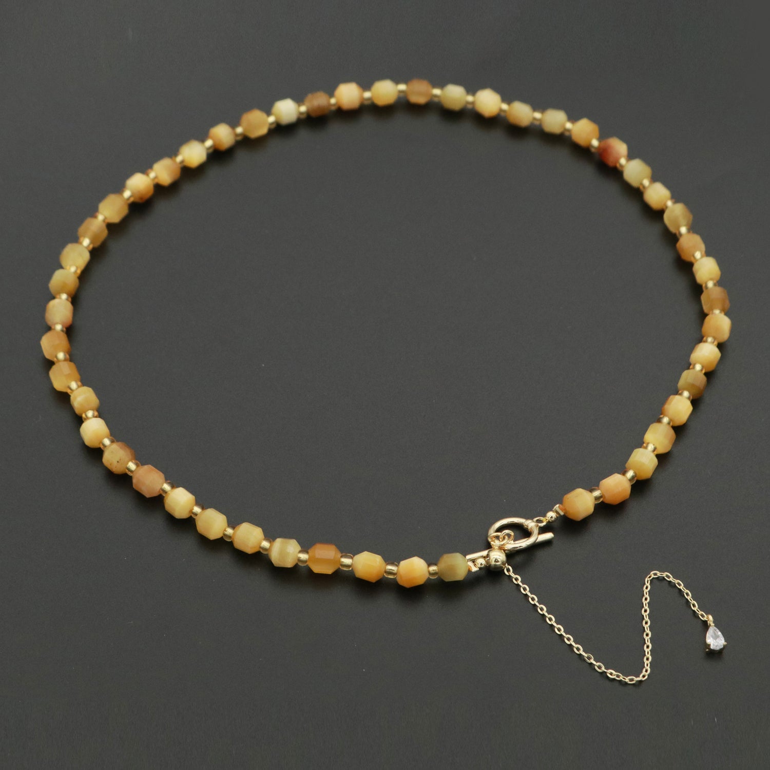 Clearance Pricing BLOWOUT 5.5mm Tiger Eye Natural Gemstone Bead 16.5 Inch Choker Necklace w. Toggle Clasps | WA-249 - DLUXCA