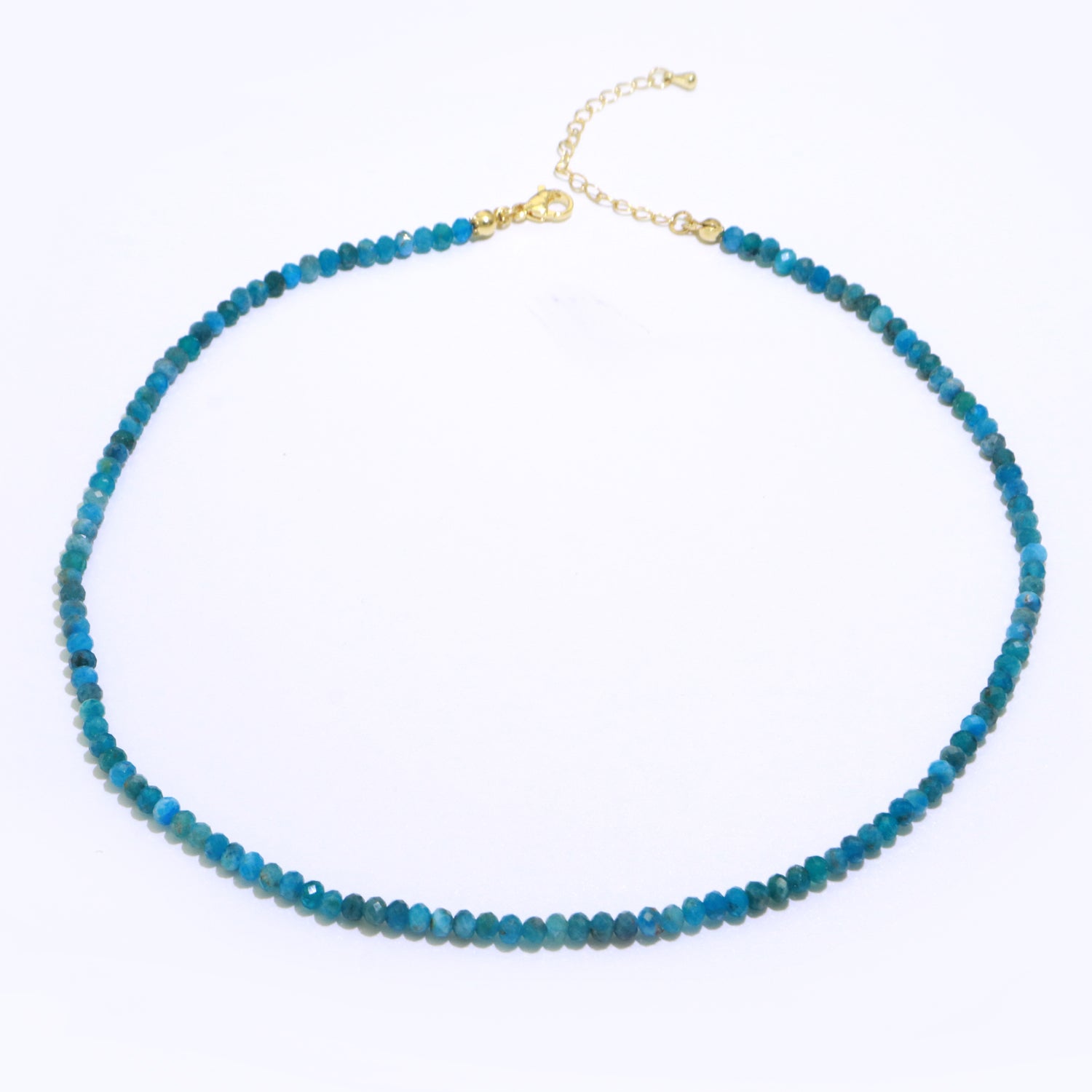 Dainty Apatite Necklace blue gemstone minimalist Jewelry beaded Healing Stone Necklace - DLUXCA