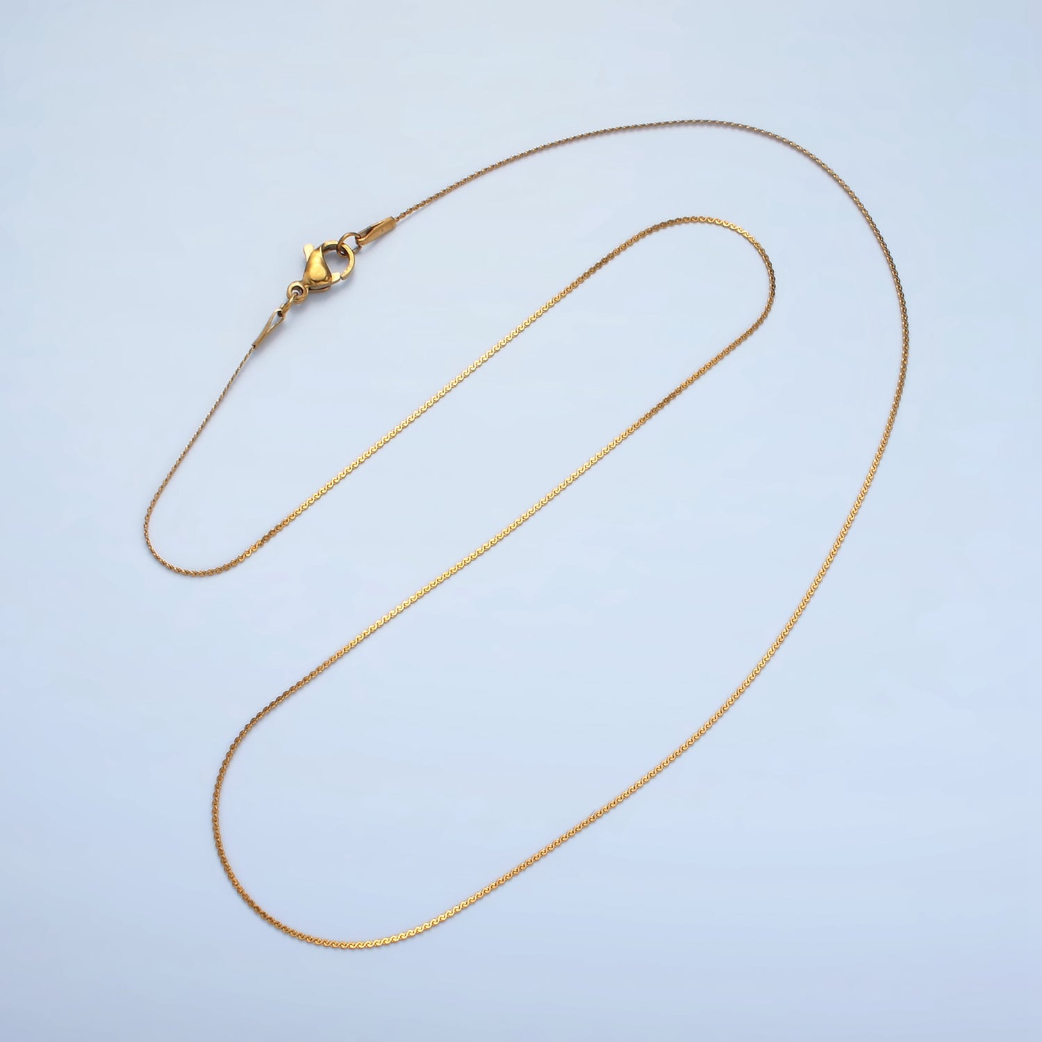 Stainless Steel 1mm Serpentine Chain 20 Inch Necklace in Gold & Silver | WA-2604, WA-2605