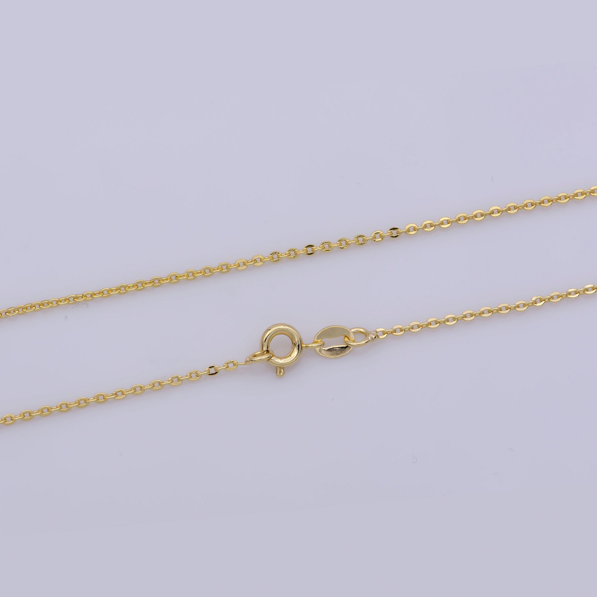 24K Gold Filled 1mm Dainty Cable Rolo 20 Inch Layering Chain Necklace | WA-272 - DLUXCA