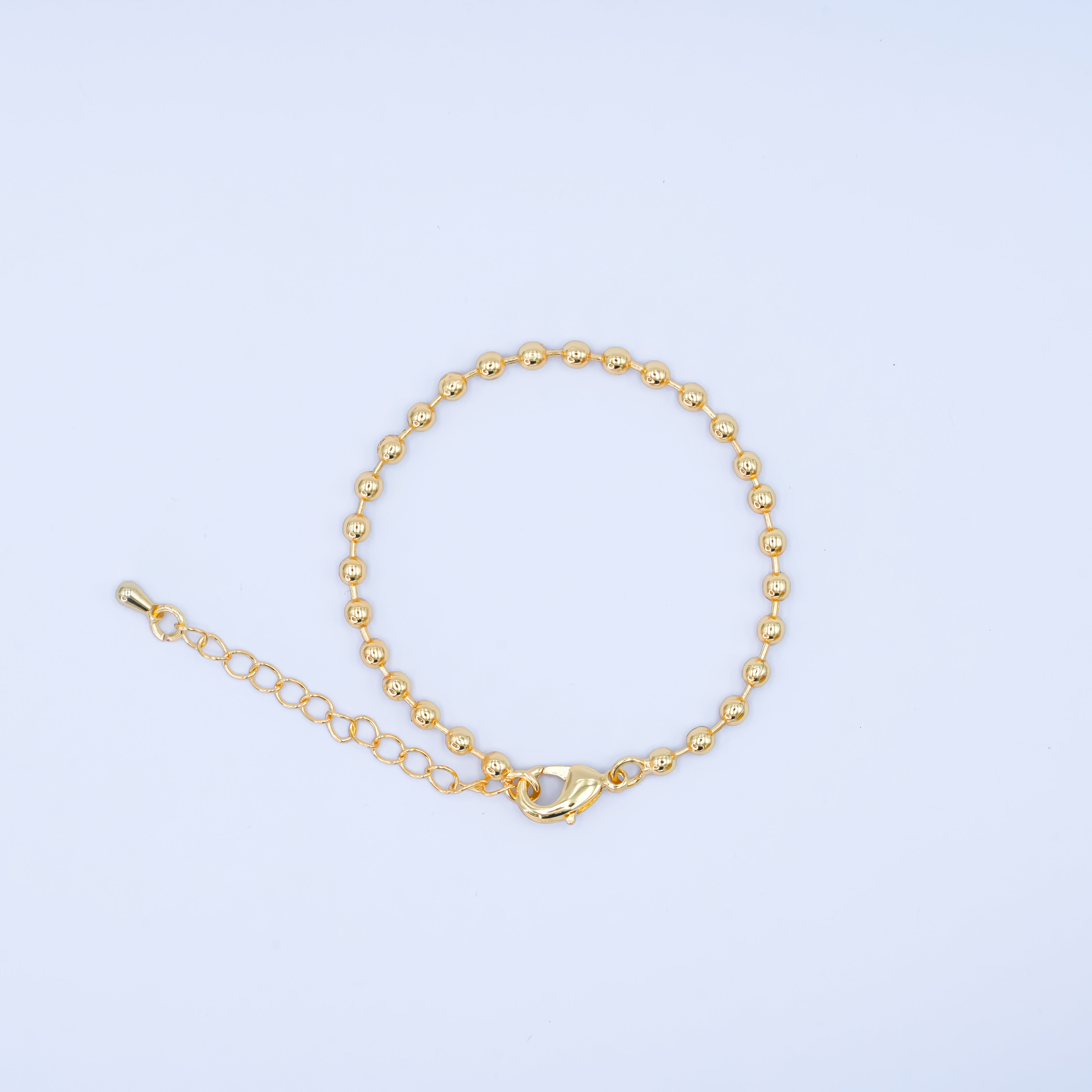 24K Gold Filled 3mm Bead Ball 6 Inch Chain Bracelet | WA-2798