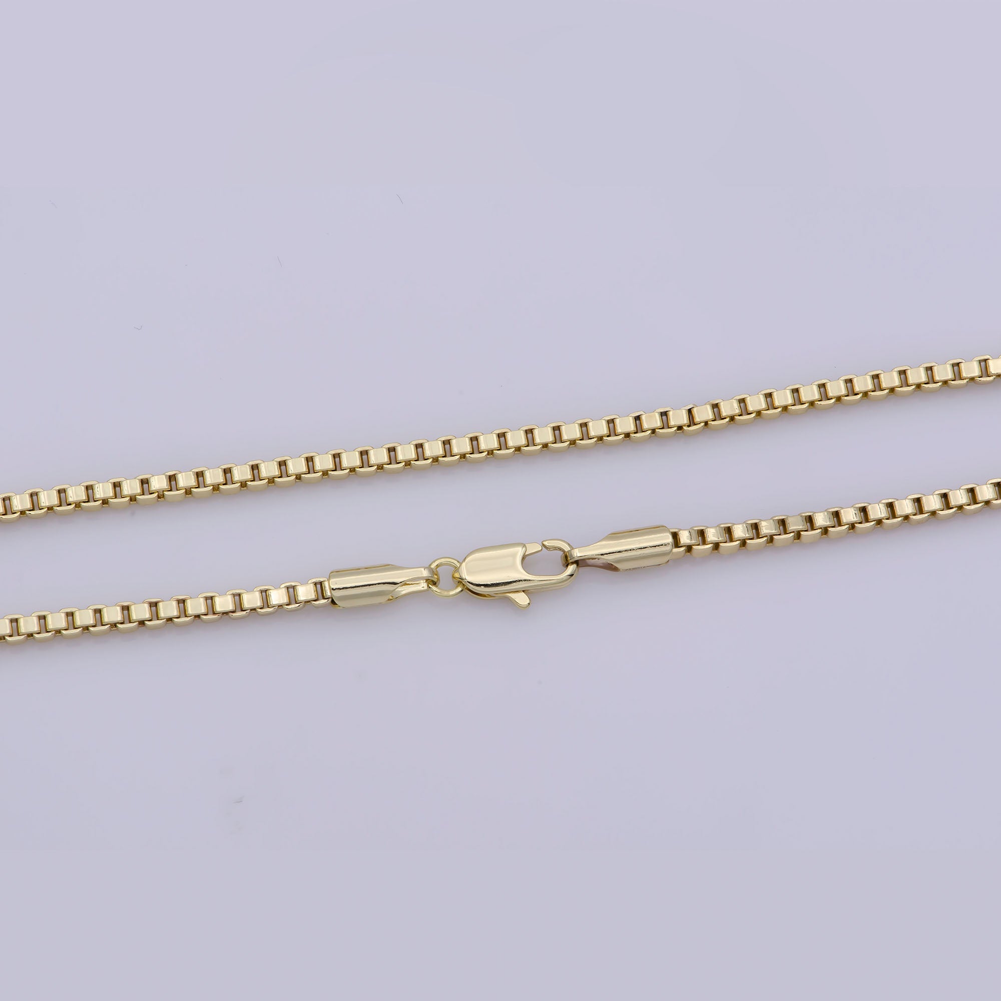 24K Gold Filled 2.2mm Box 18 Inch Layering Chain Necklace | WA-280 - DLUXCA