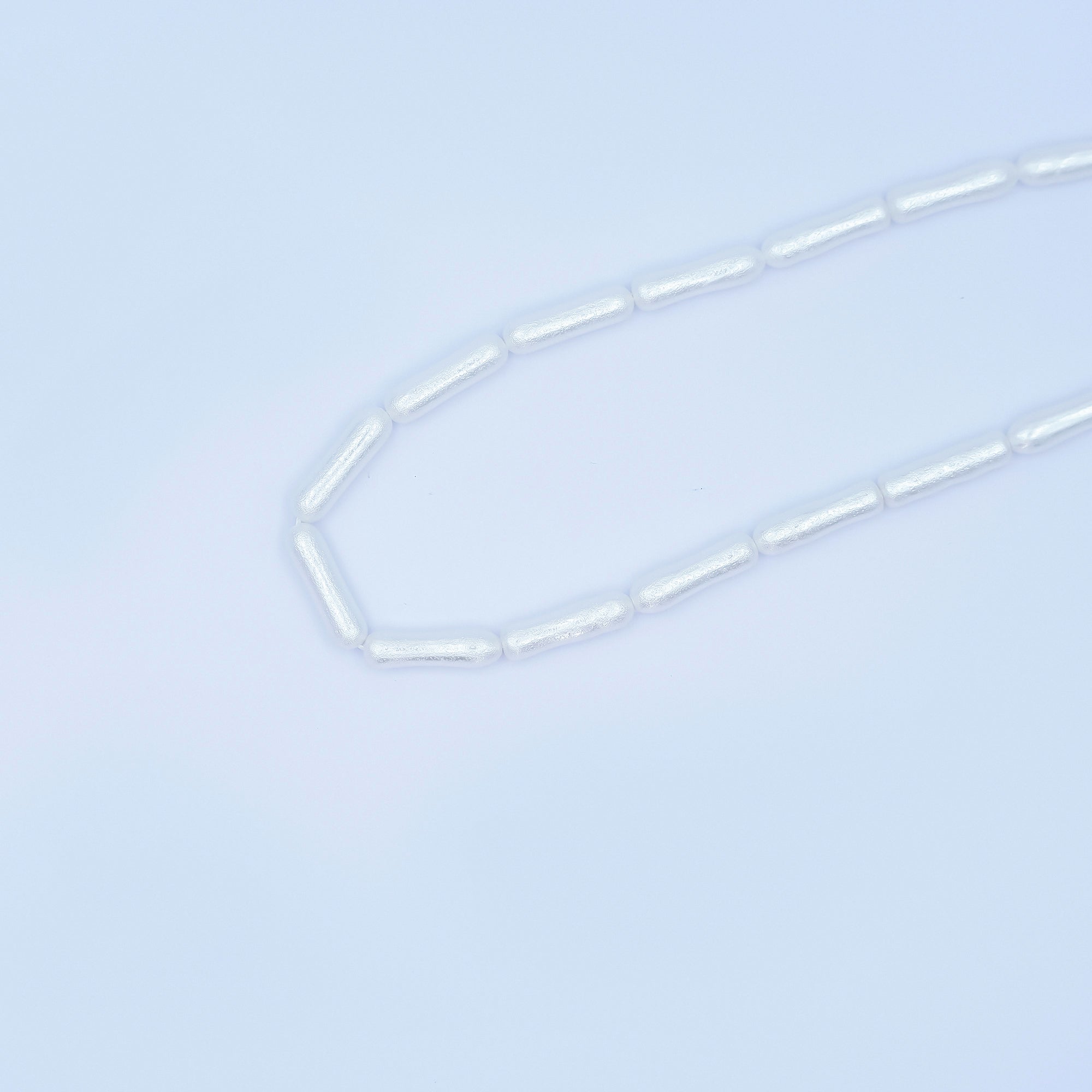 20mm White, Peach Biwa Rectangular Freshwater Pearl Strand | WA-2984 WA-2985