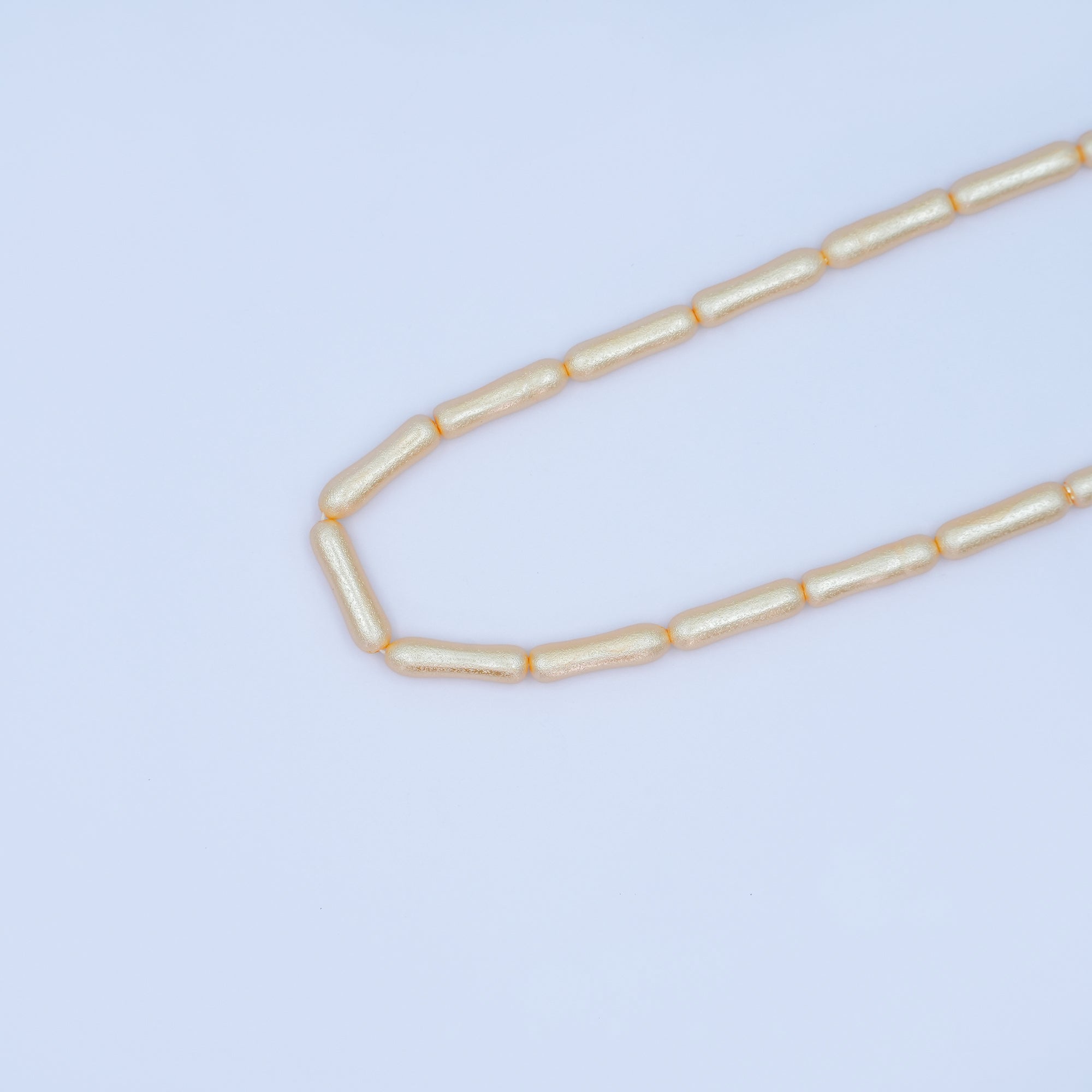 20mm White, Peach Biwa Rectangular Freshwater Pearl Strand | WA-2984 WA-2985