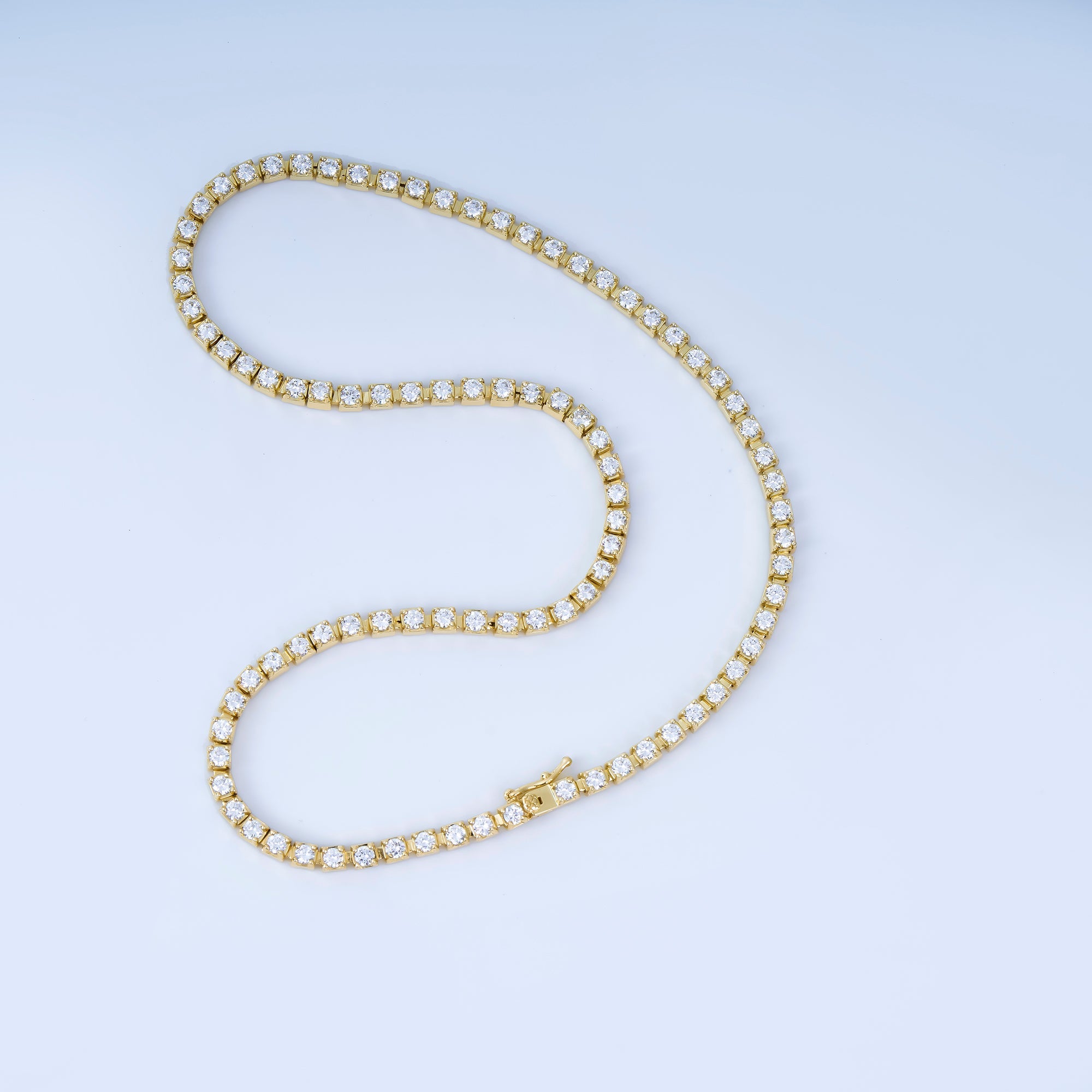 24K Gold Filled 3.8mm Clear CZ Tennis Chain 18 Inch Necklace | WA-3022