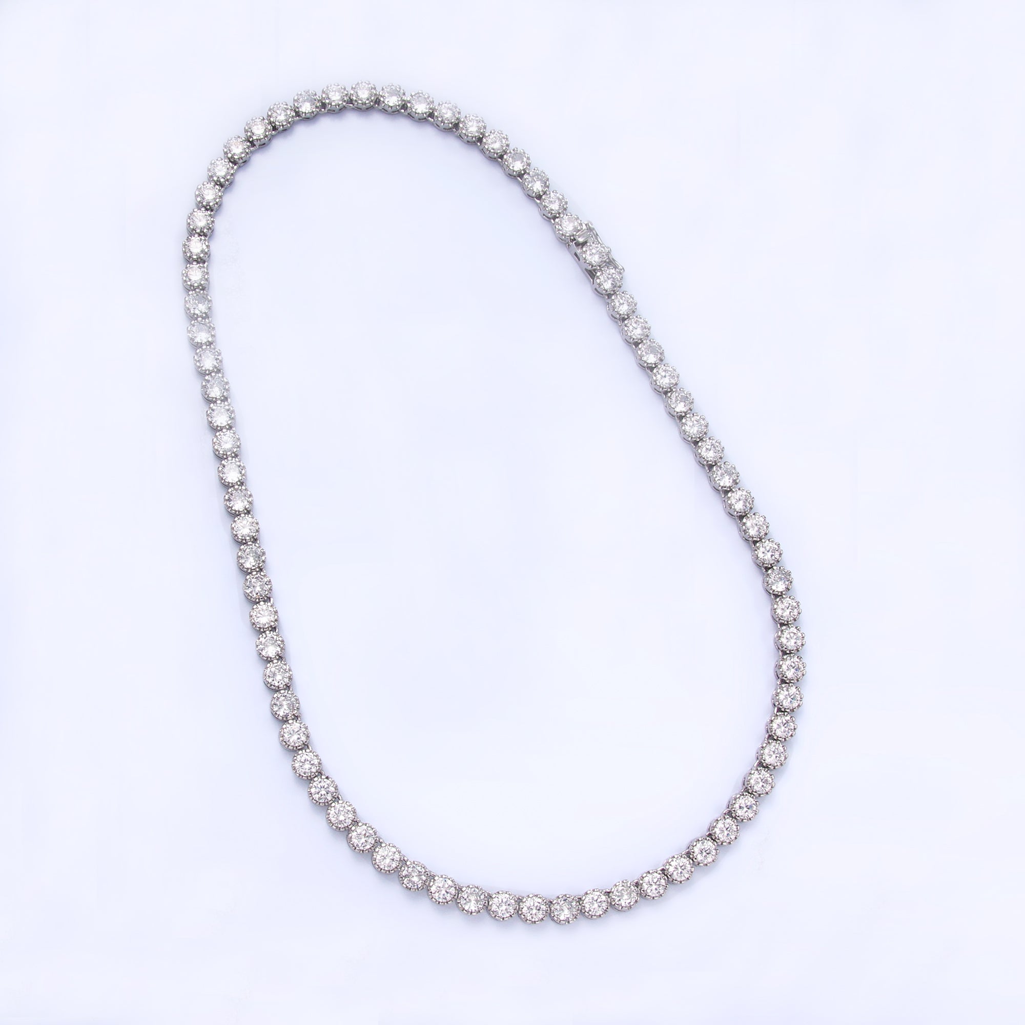 24K Gold Filled Round CZ Encapsulate Tennis Chain 16 Inch Necklace in Gold & Silver | WA-3025 WA-3026