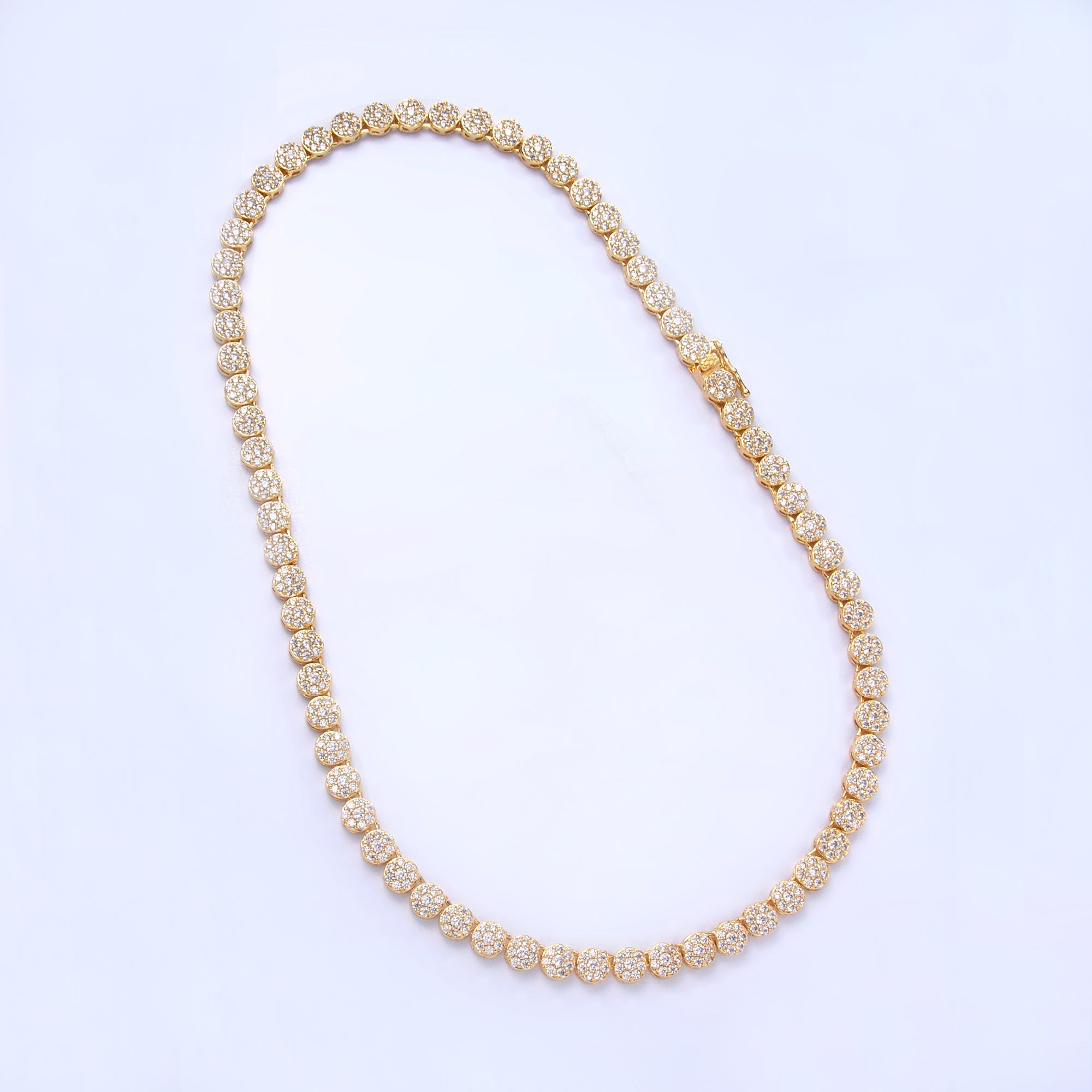 24K Gold Filled Micro Paved CZ Round Tennis Chain 16 Inch Necklace in Gold & Silver | WA-3030 WA-3031