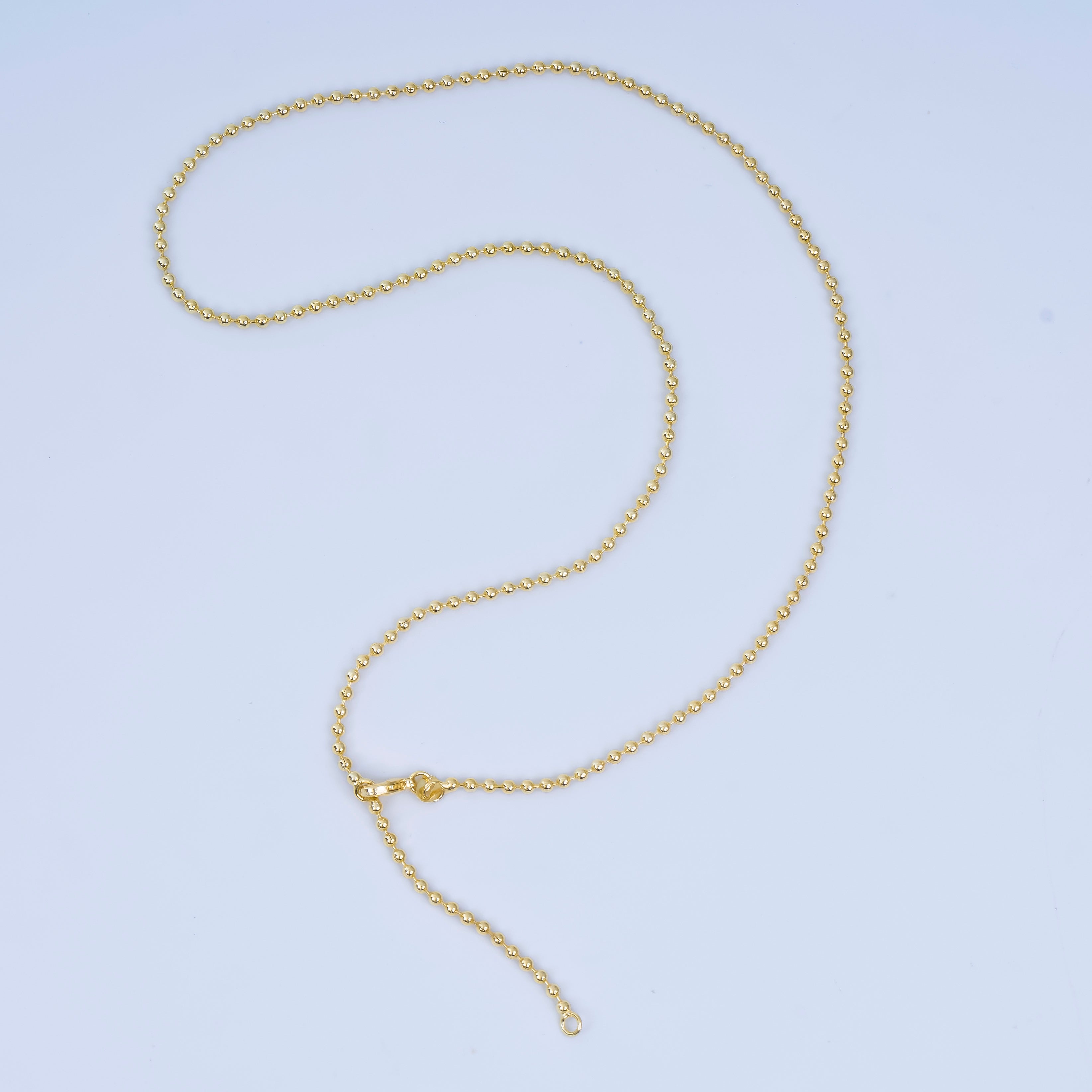24K Gold Filled 2.5mm Bead Ball 22.5 Inch Chain Necklace | WA-3175