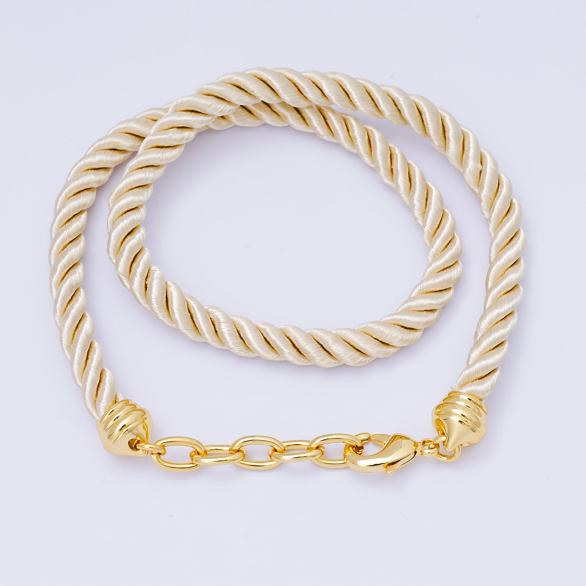 24K Gold Filled Red, Blue, Pink, Beige Twisted Braided Cord Chain Necklace | WA-2440 ~ WA-3830