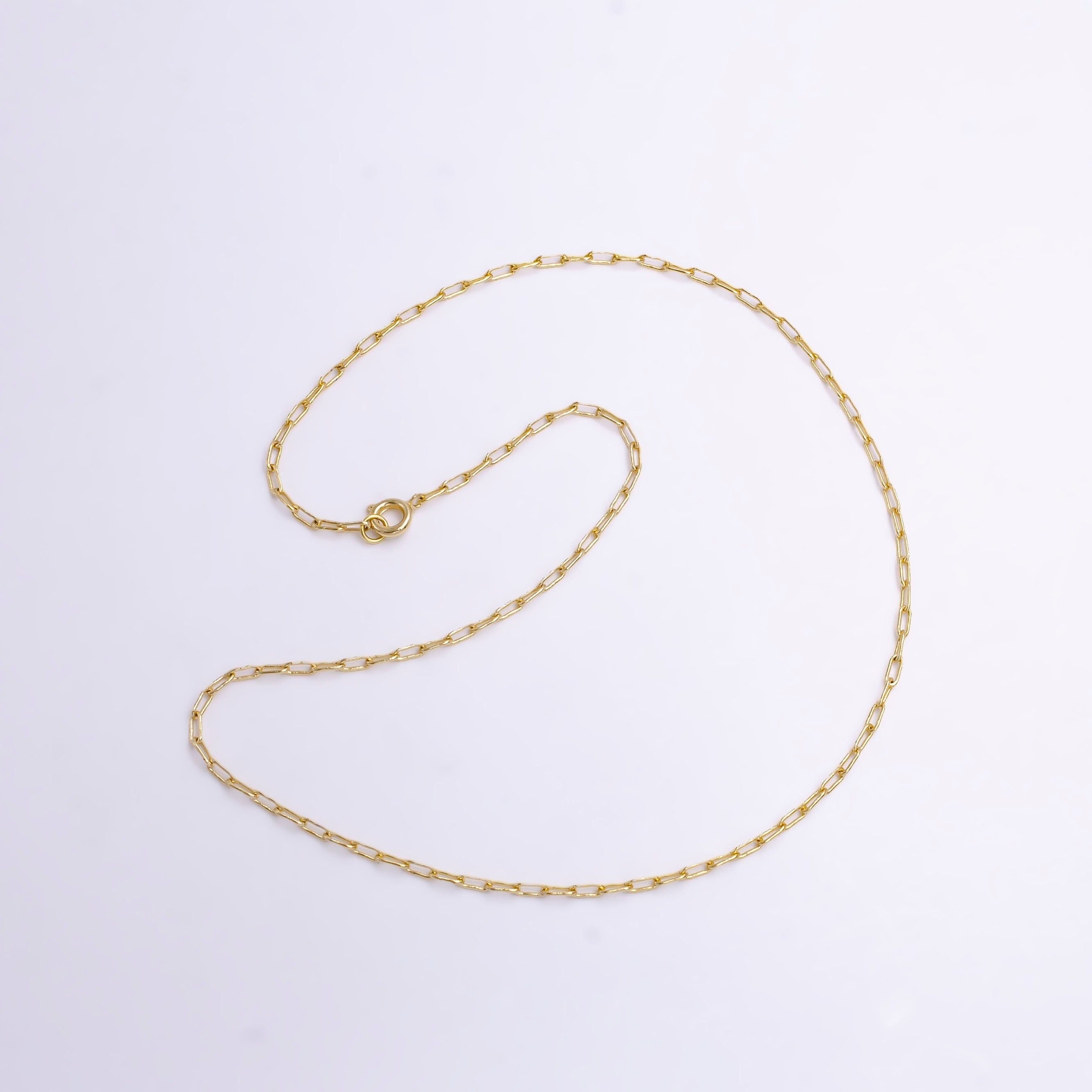 14K Gold Filled 1.8mm Dainty Paperclip 16 Inch Choker Chain Necklace | WA-424 - DLUXCA