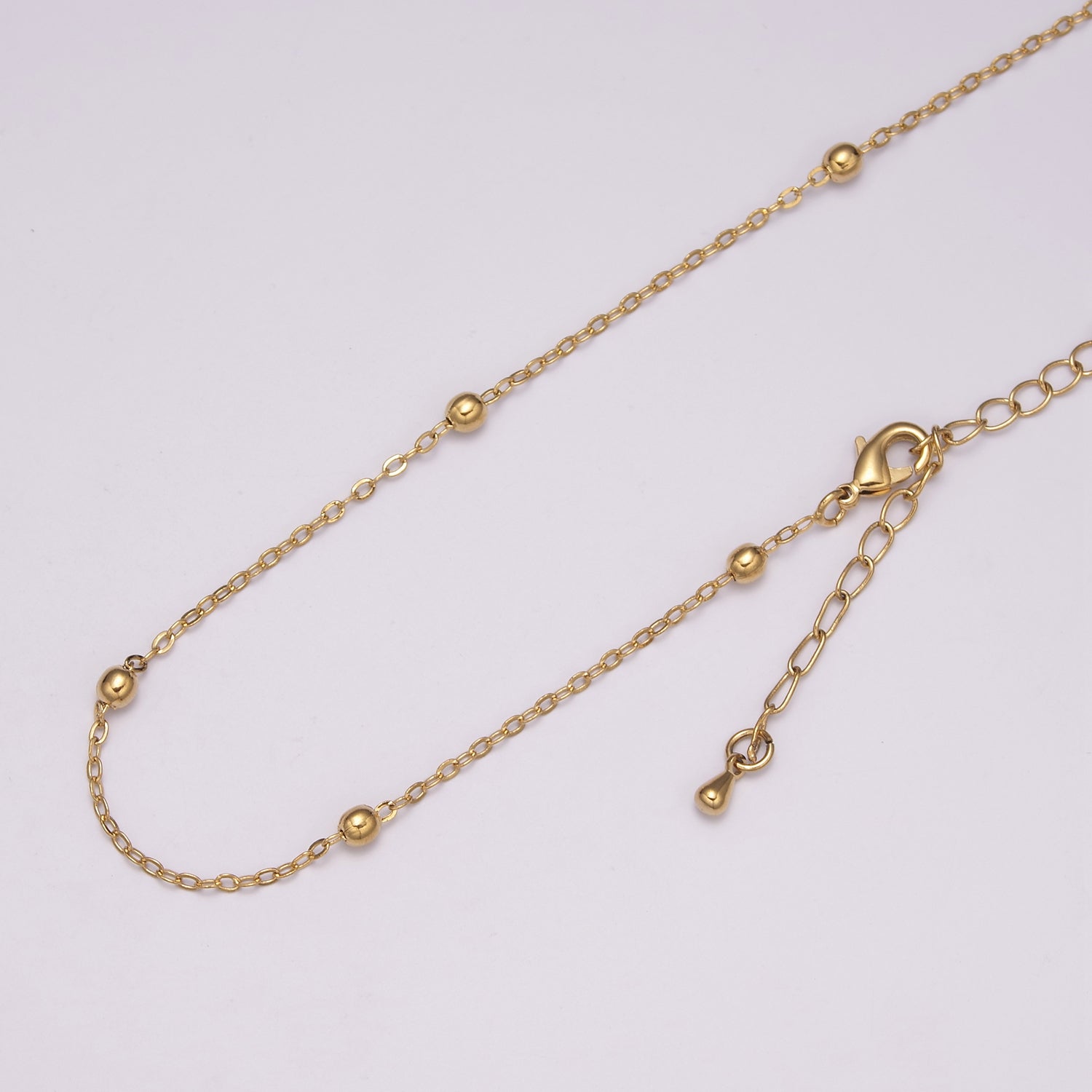 18k Gold Filled Beaded Satellite Chain, Silver Chain Simple, Everyday Layering Necklace CN-1318 - DLUXCA