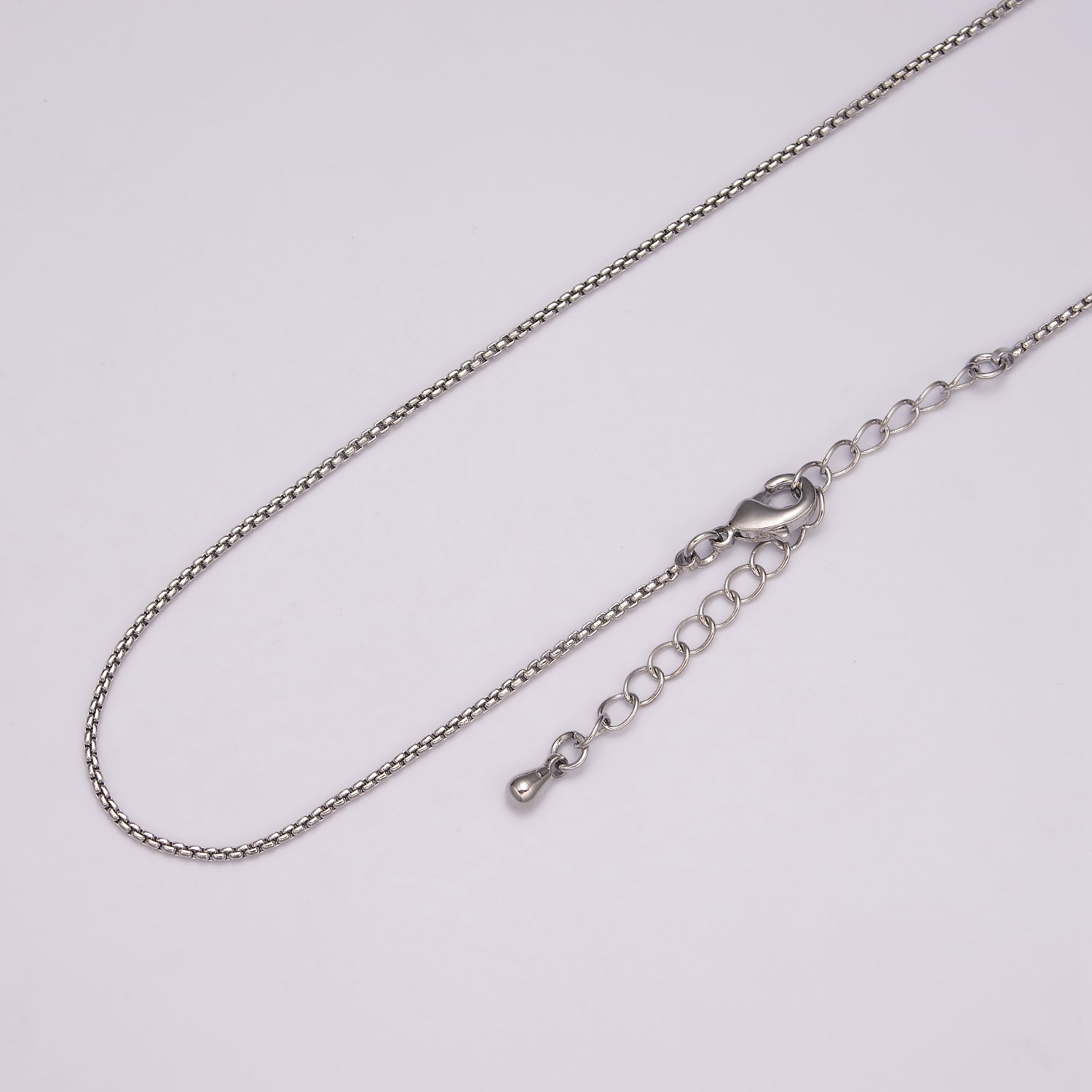 16K Gold Filled 1.2mm Dainty Box 18 Inch Layering Chain Necklace w. Extender in Gold & Silver | WA-436 WA-437 - DLUXCA