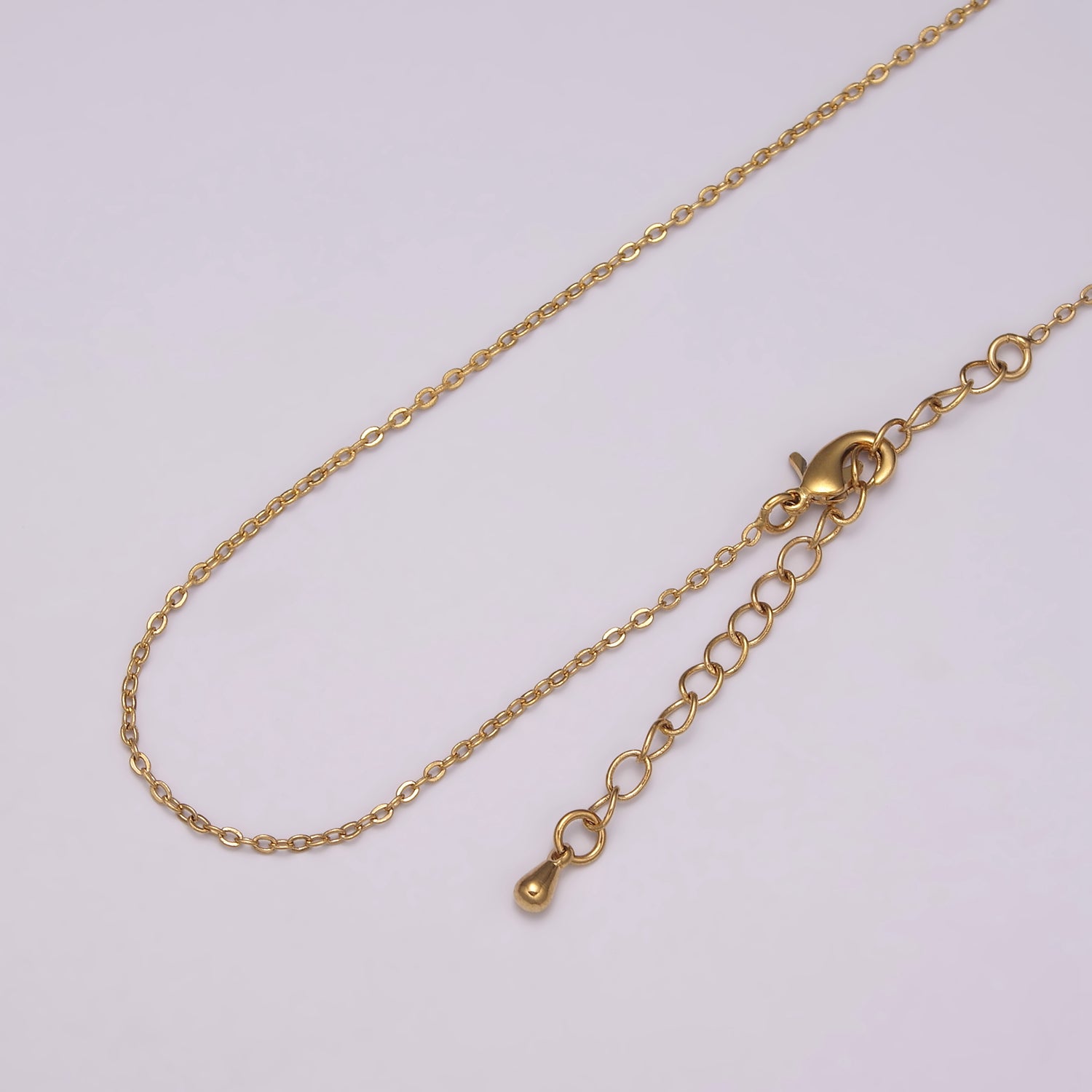 16K Gold Filled 1mm Dainty Cable Chain 18 Inch Layering Necklace w. Extender in Gold & Silver | WA-444 WA-445 - DLUXCA